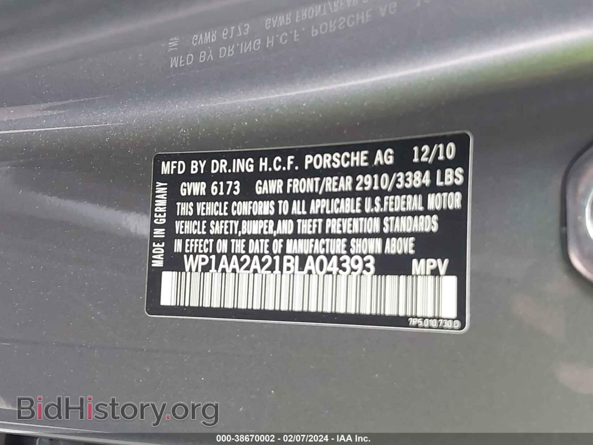 2011 PORSCHE CAYENNE - VIN: WP1AA2A21BLA04393 - Фото 9