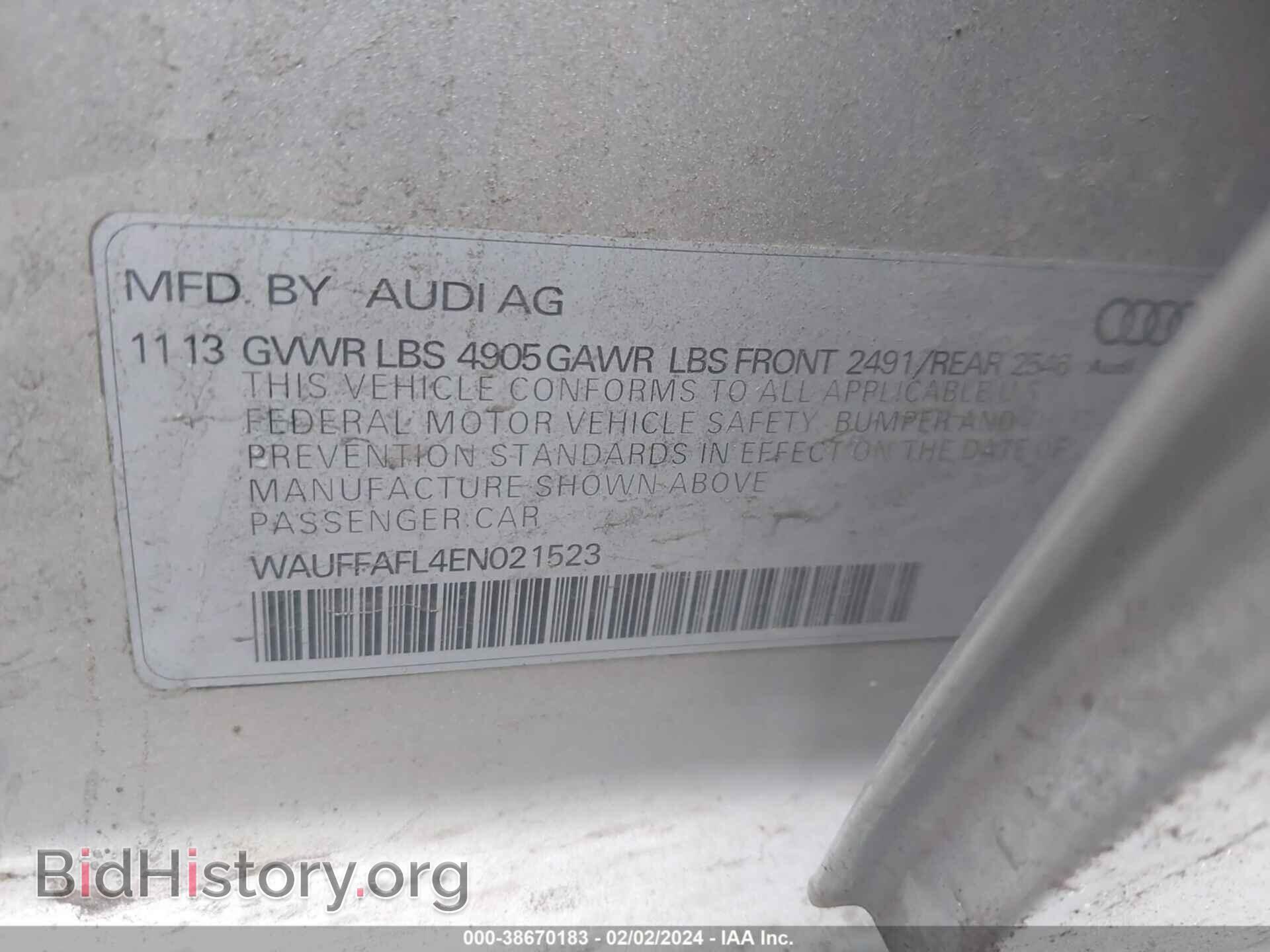 2014 AUDI A4 - VIN: WAUFFAFL4EN021523 - Фото 9