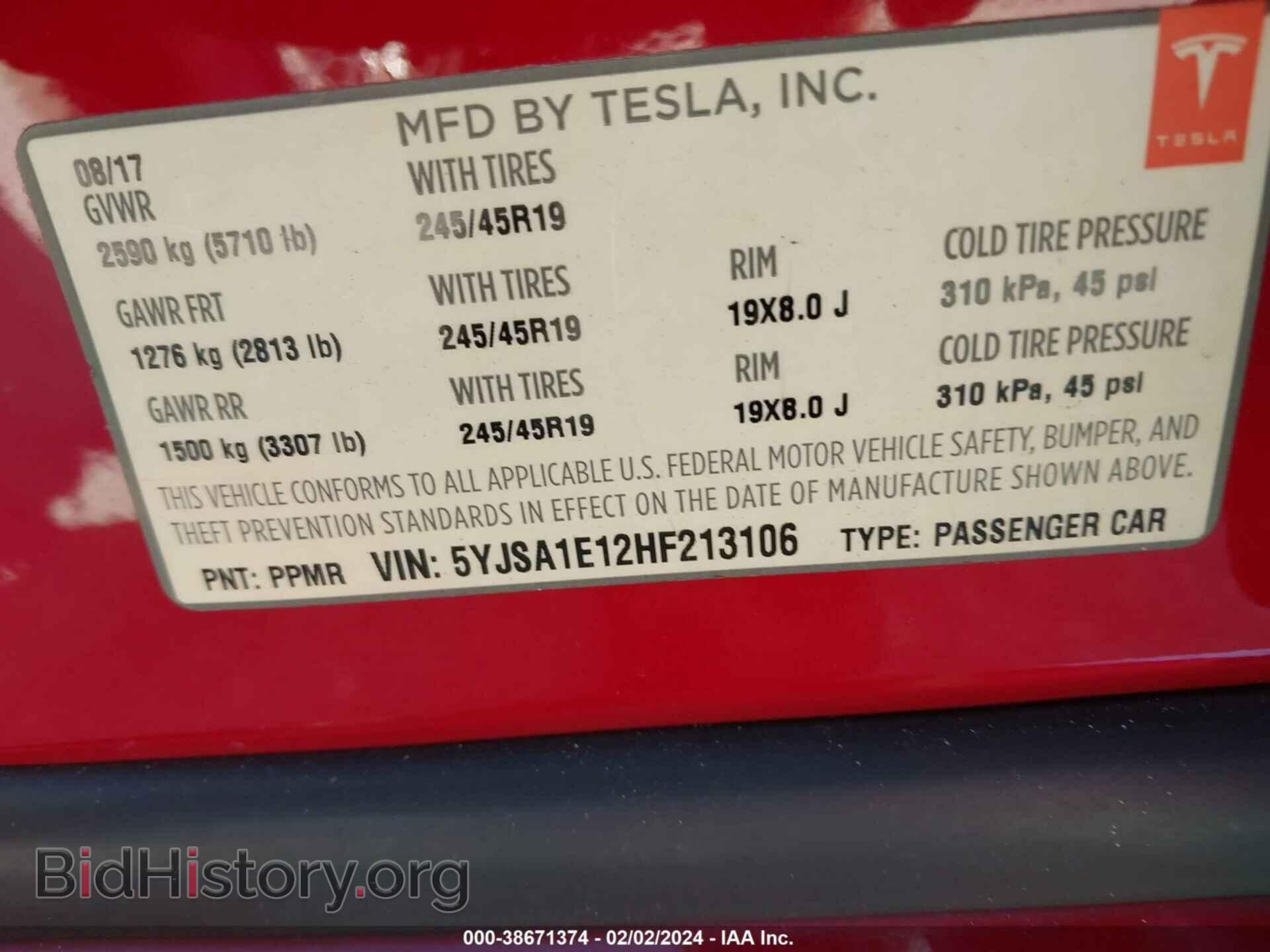 2017 TESLA MODEL S - VIN: 5YJSA1E12HF213106 - Photo 9