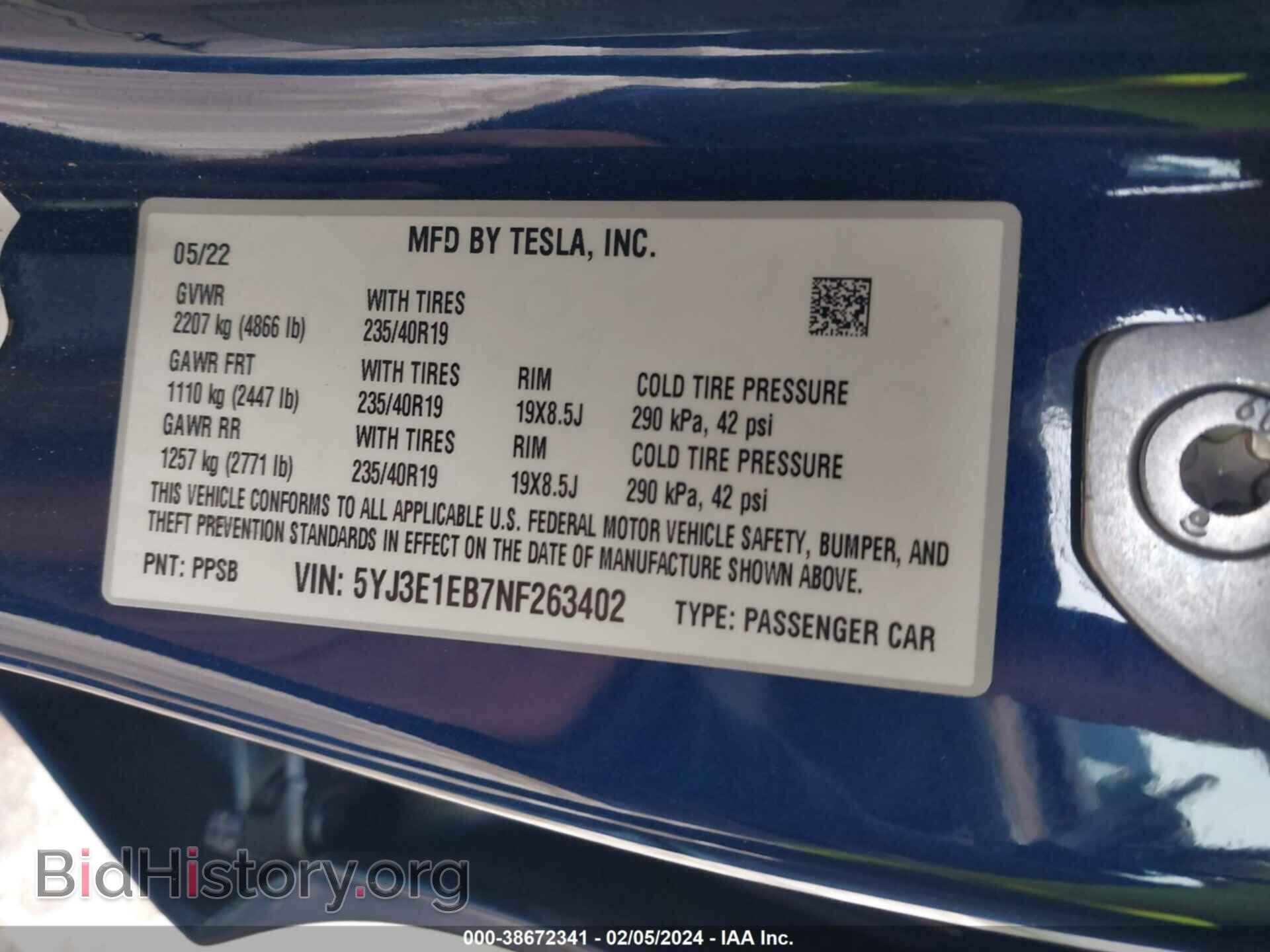 2022 TESLA MODEL 3 - VIN: 5YJ3E1EB7NF263402 - Фото 9