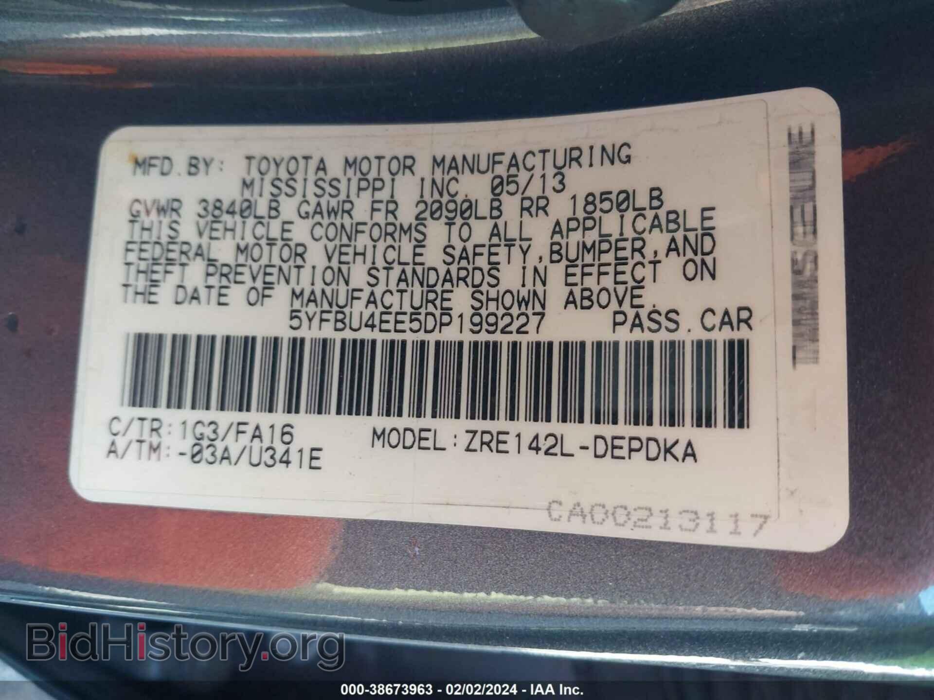 2013 TOYOTA COROLLA - VIN: 5YFBU4EE5DP199227 - Фото 9