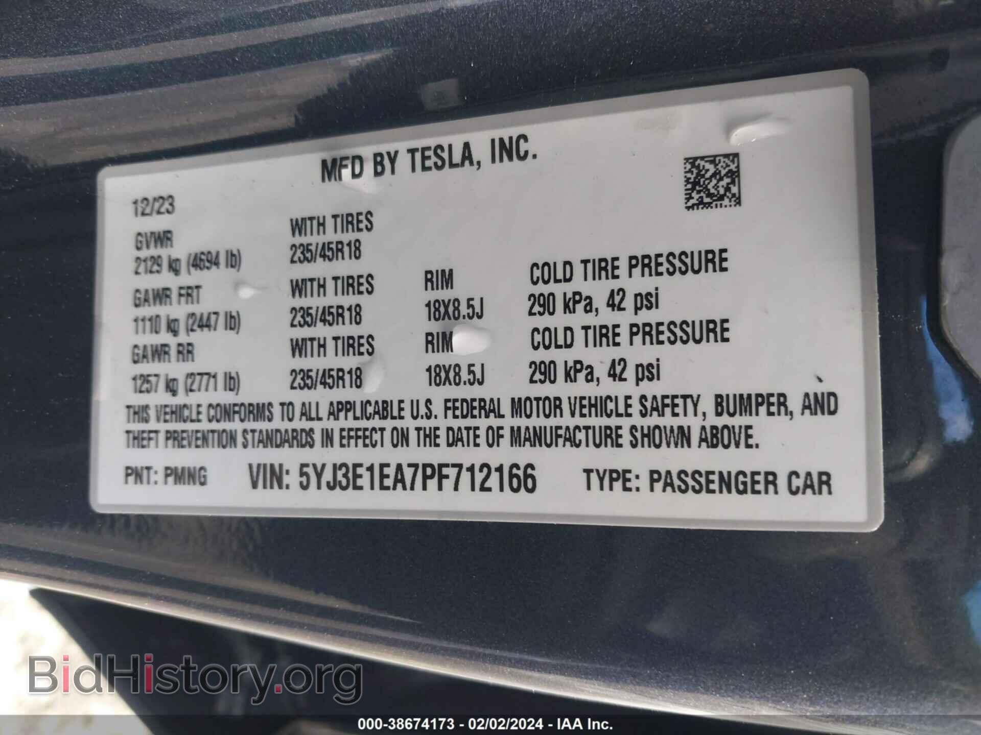 2023 TESLA MODEL 3 - VIN: 5YJ3E1EA7PF712166 - Фото 9