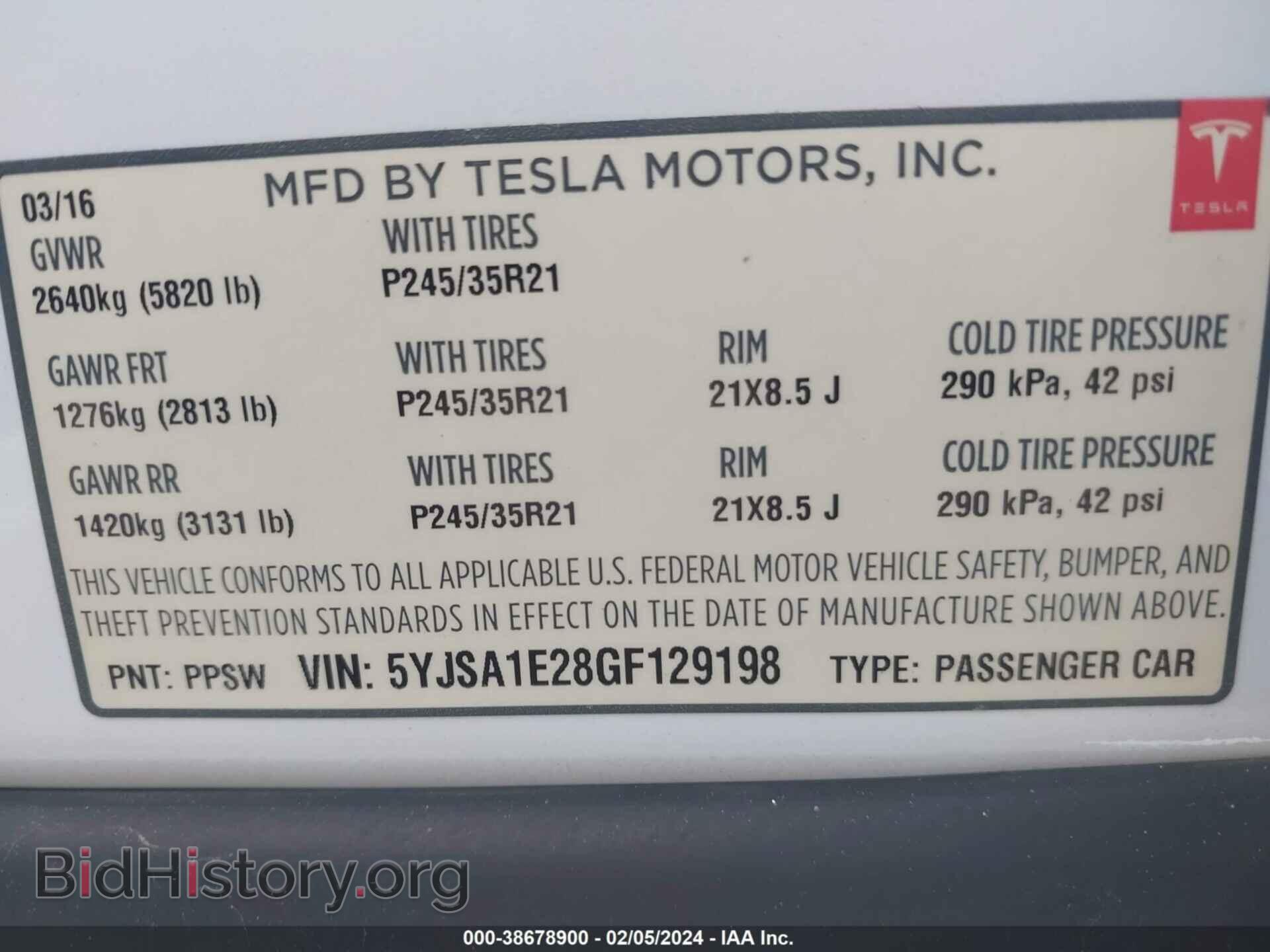 2016 TESLA MODEL S - VIN: 5YJSA1E28GF129198 - Фото 9