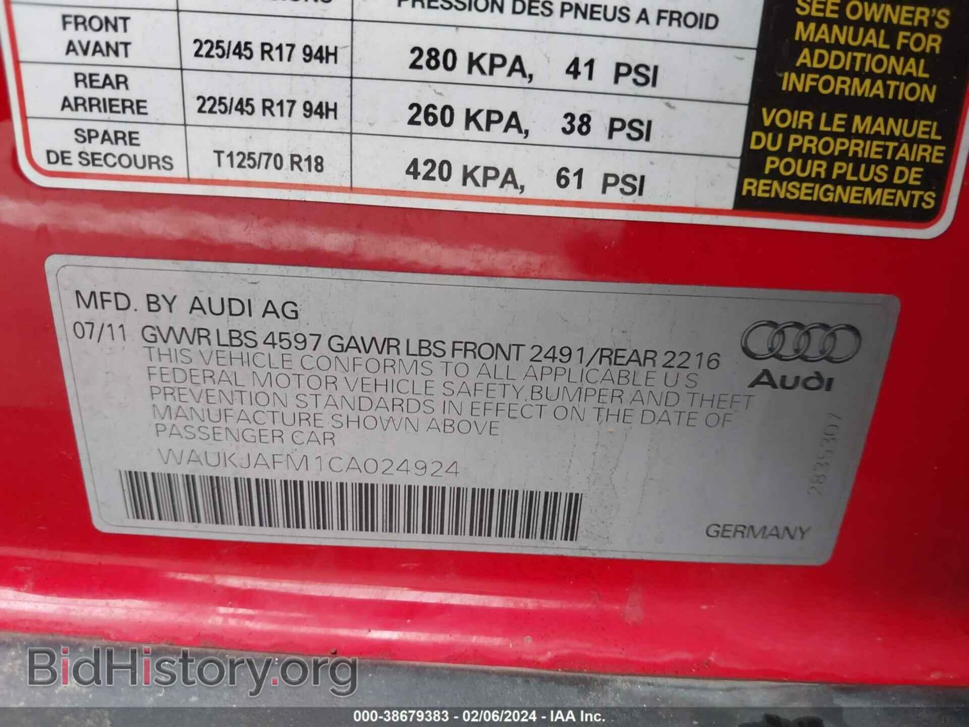 2012 AUDI A3 - VIN: WAUKJAFM1CA024924 - Фото 9