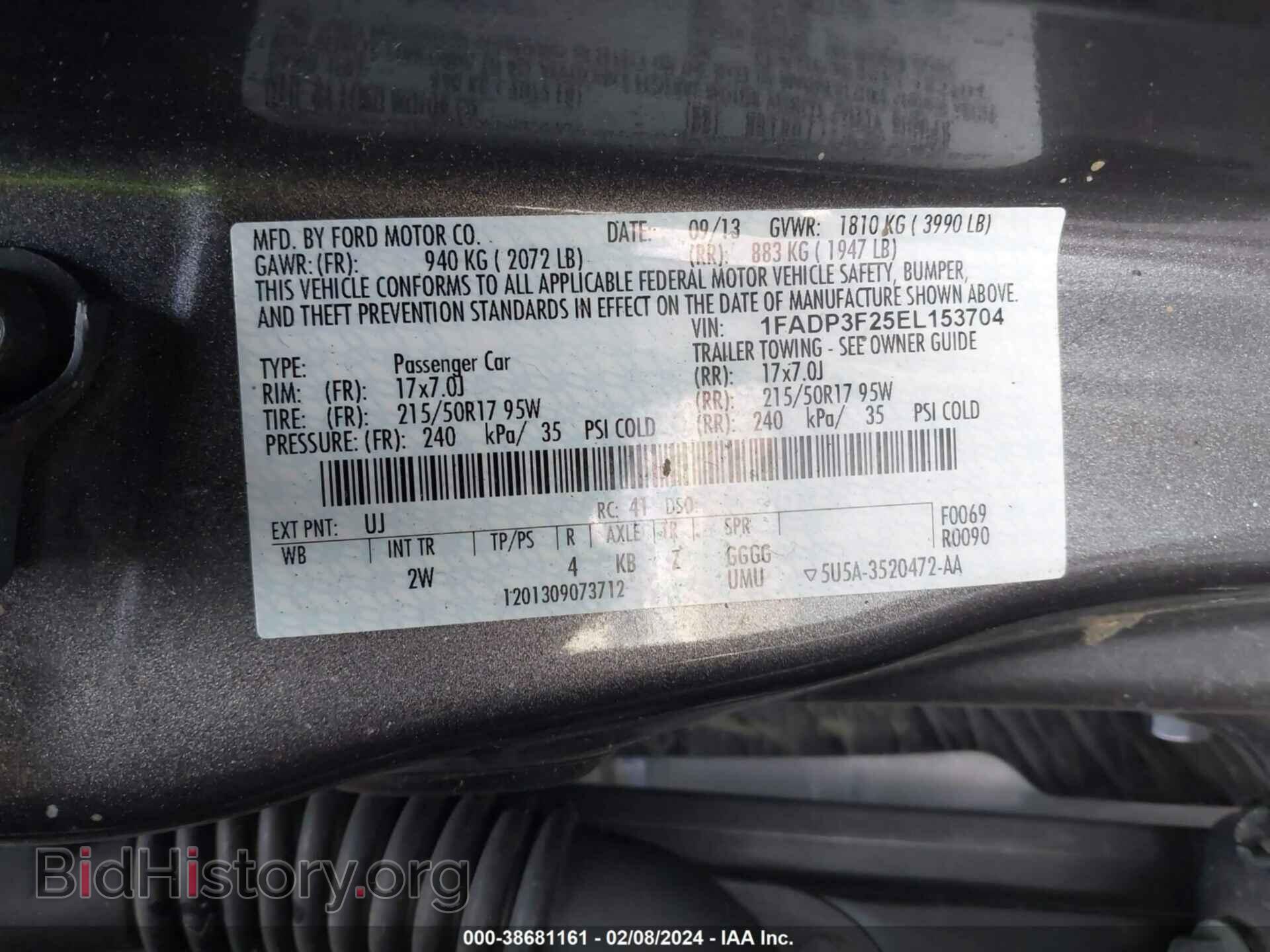 2014 FORD FOCUS - VIN: 1FADP3F25EL153704 - Фото 9