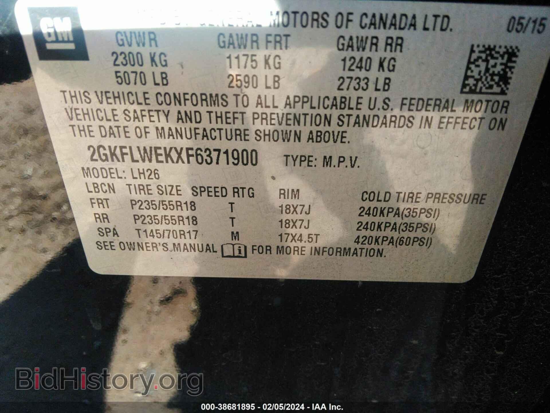 2015 GMC TERRAIN - VIN: 2GKFLWEKXF6371900 - Фото 9