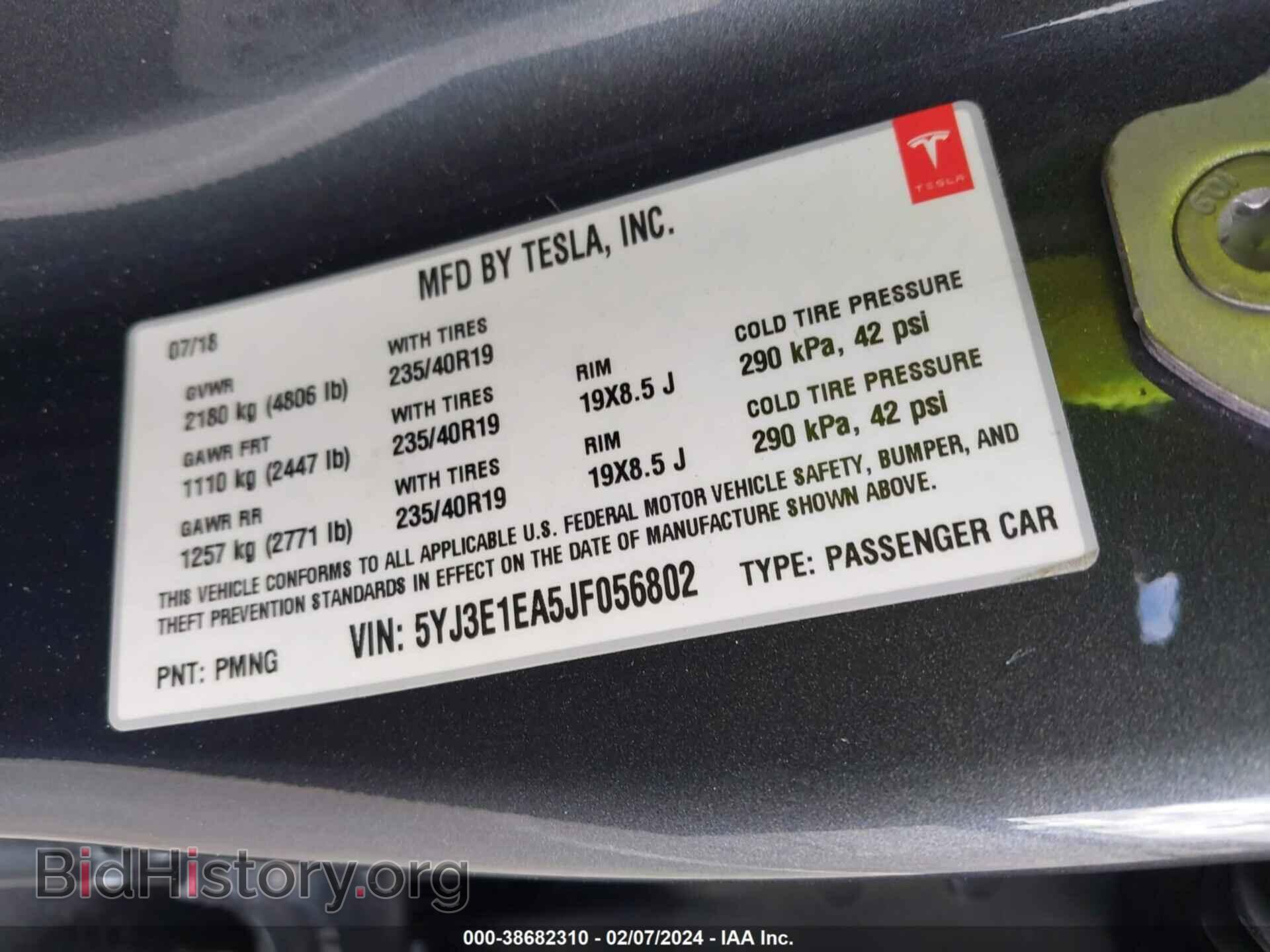 2018 TESLA MODEL 3 - VIN: 5YJ3E1EA5JF056802 - Фото 8