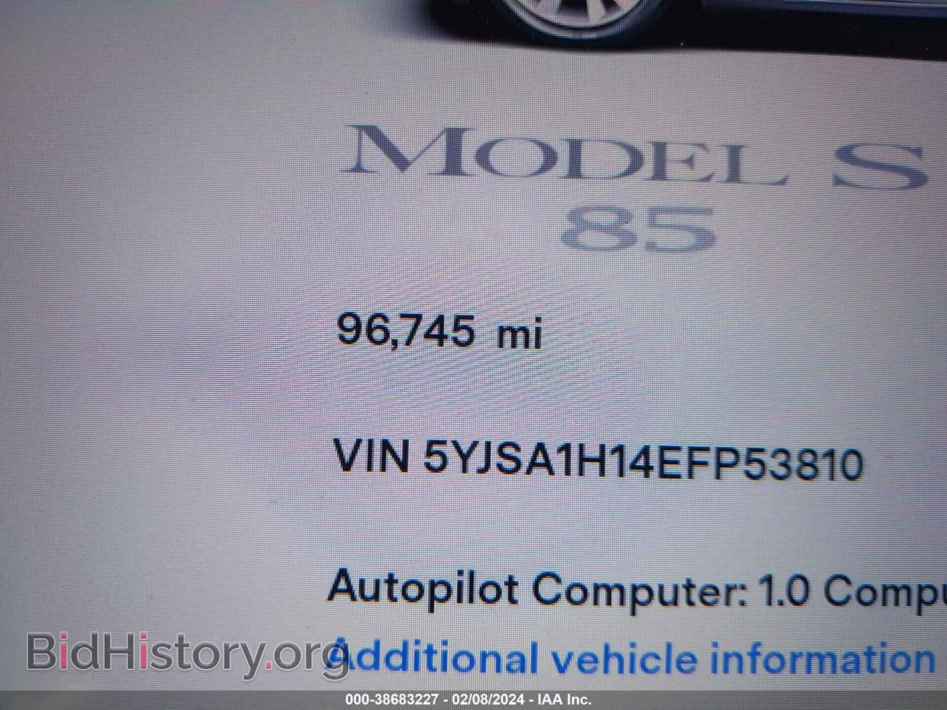 2014 TESLA MODEL S - VIN: 5YJSA1H14EFP53810 - Photo 15