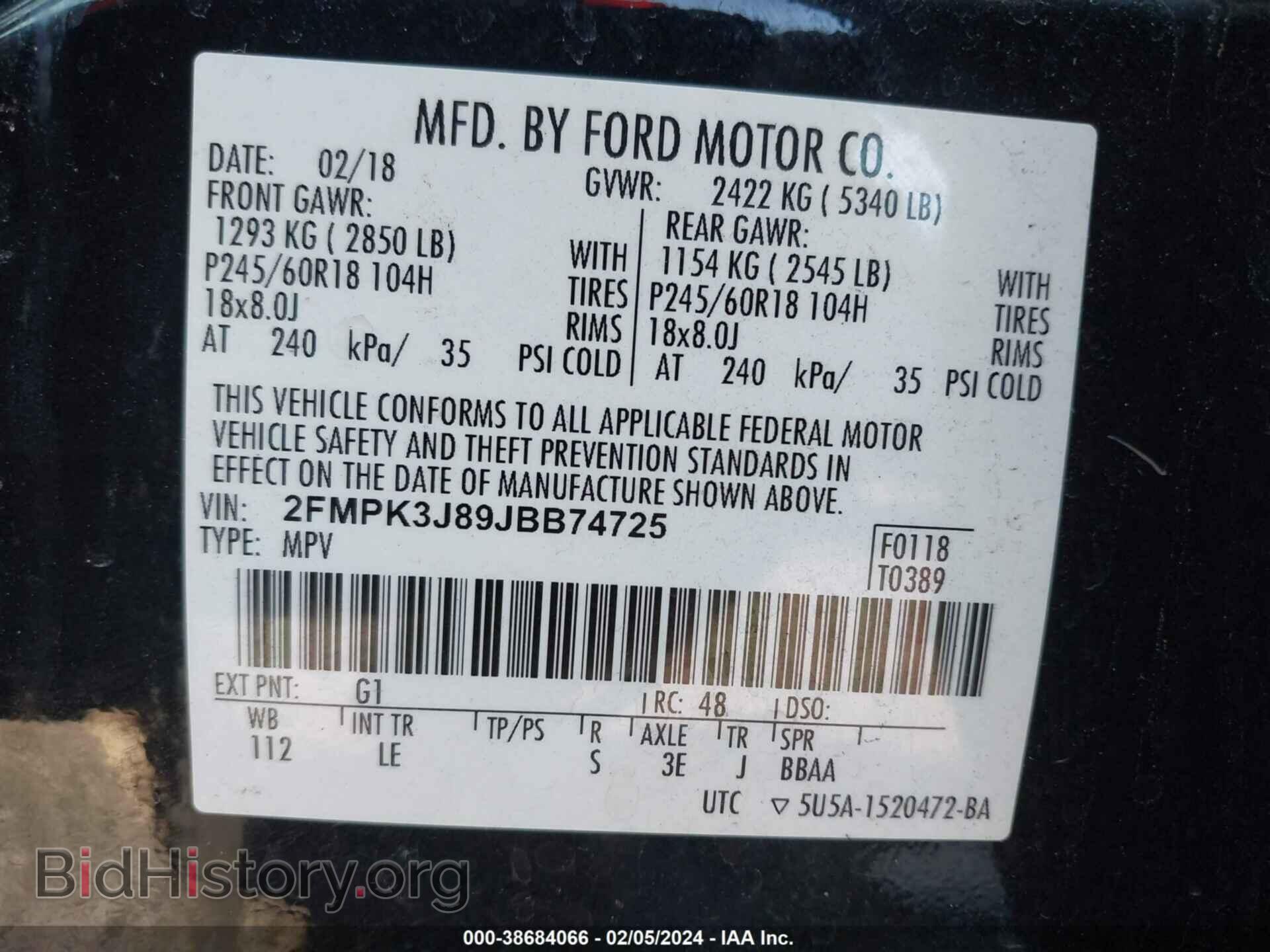 2018 FORD EDGE - VIN: 2FMPK3J89JBB74725 - Photo 9