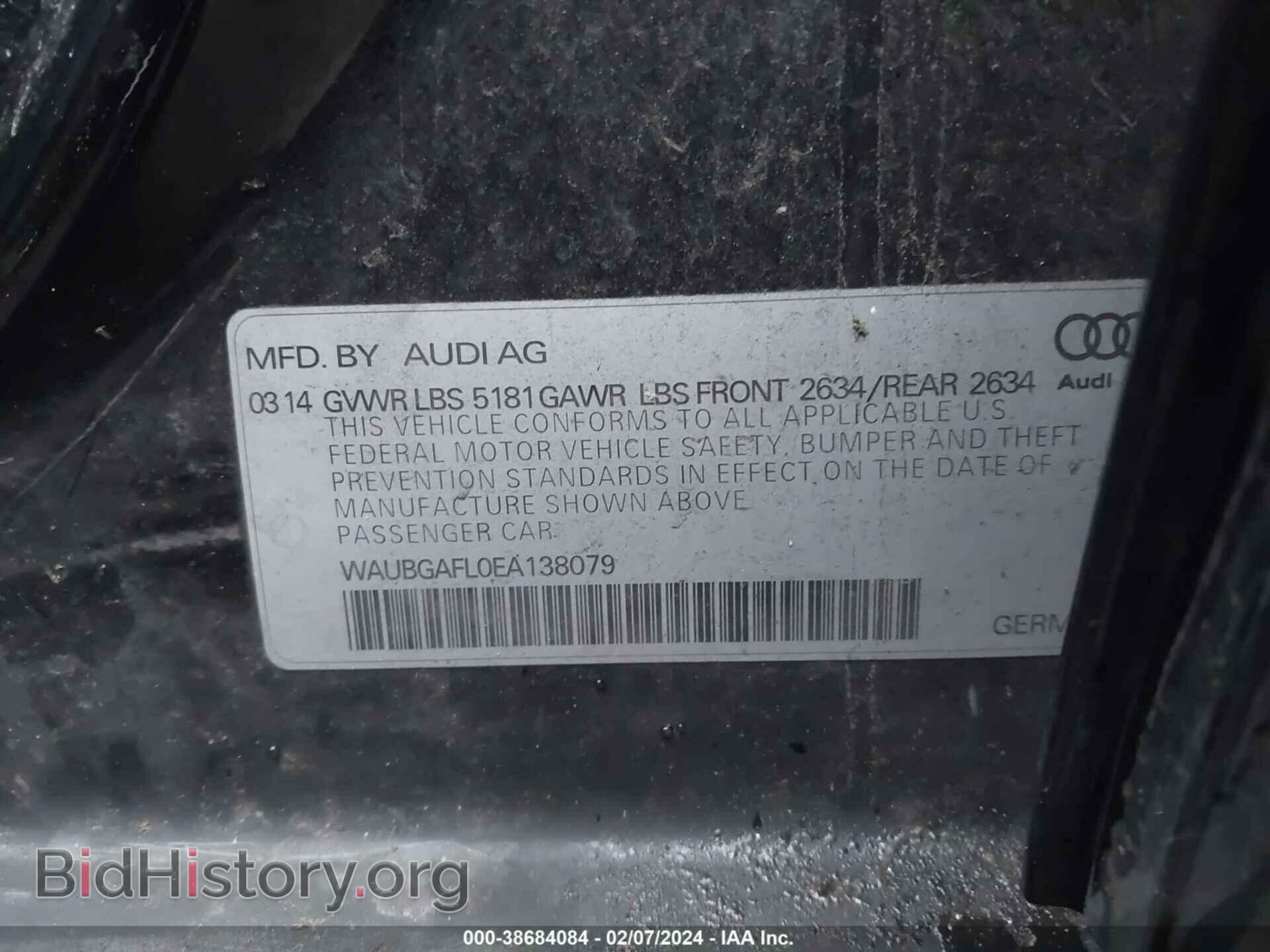 2014 AUDI S4 - VIN: WAUBGAFL0EA138079 - Фото 9