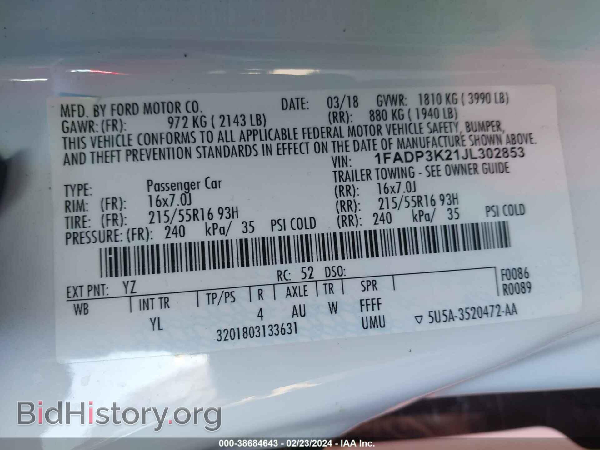 2018 FORD FOCUS - VIN: 1FADP3K21JL302853 - Фото 9