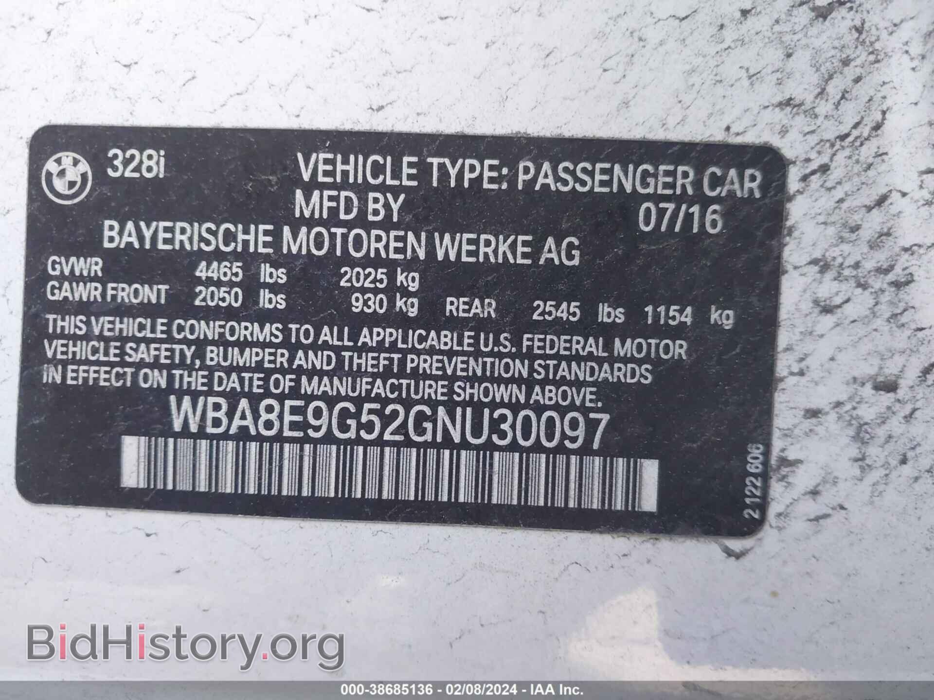 2016 BMW 328I - VIN: WBA8E9G52GNU30097 - Фото 9