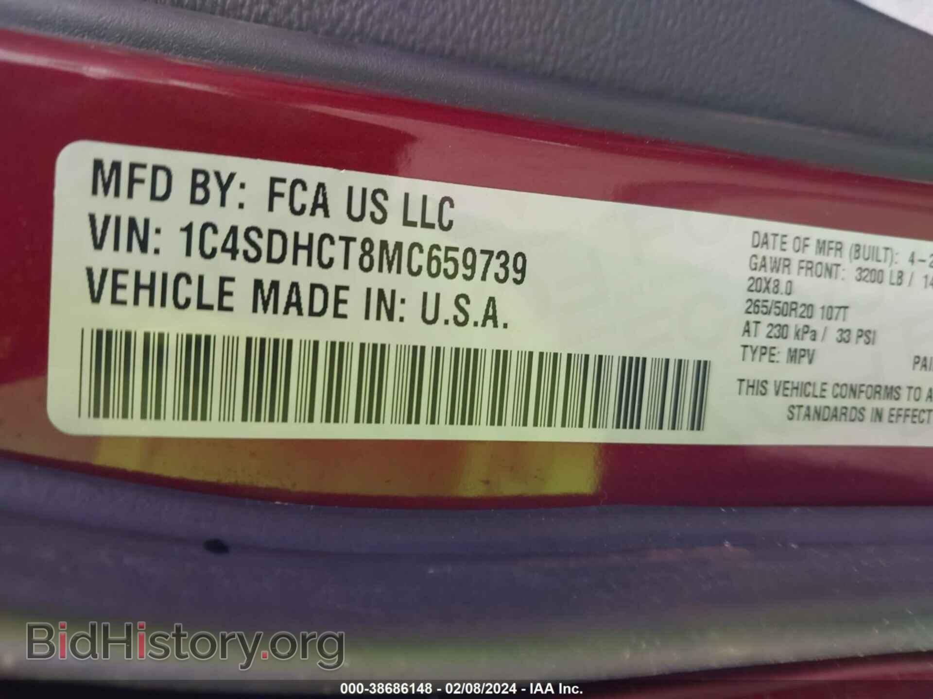 2021 DODGE DURANGO - VIN: 1C4SDHCT8MC659739 - Фото 9