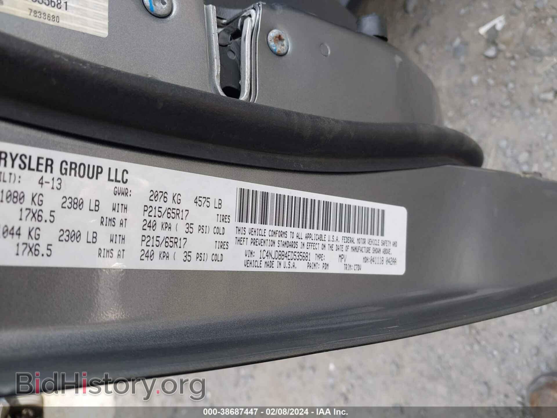 2014 JEEP COMPASS - VIN: 1C4NJDBB4ED535681 - Фото 9