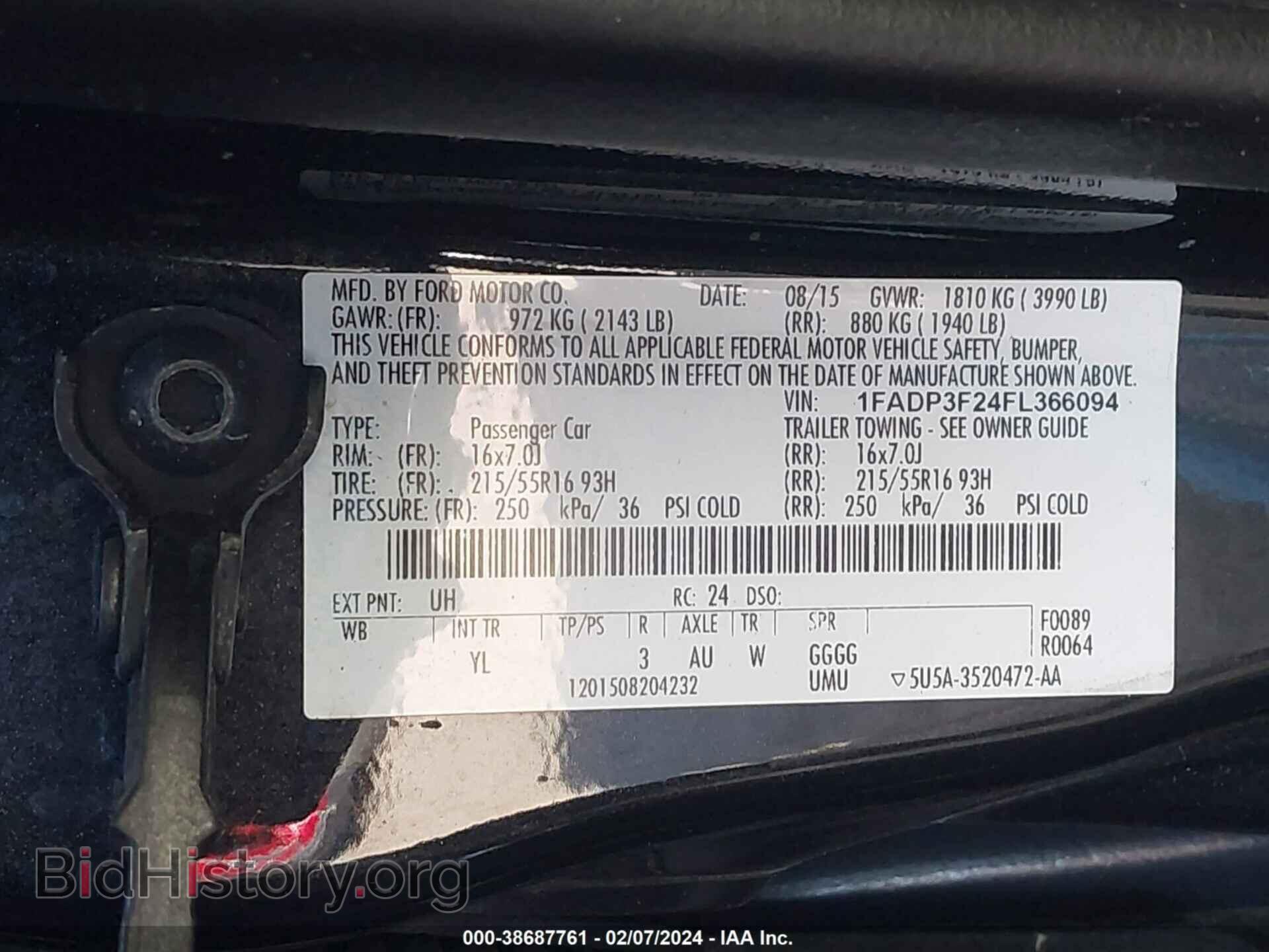 2015 FORD FOCUS - VIN: 1FADP3F24FL366094 - Фото 9