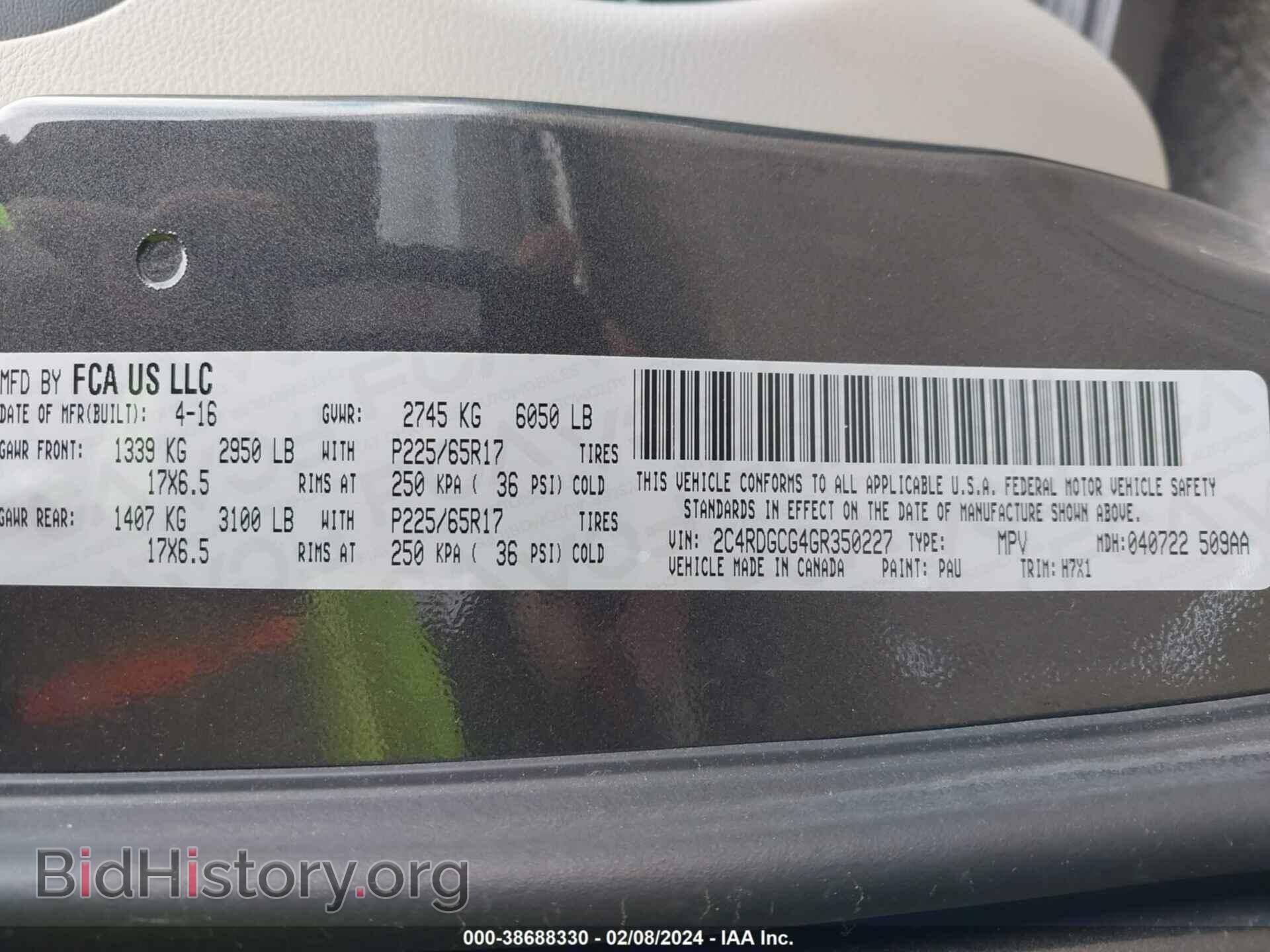 2016 DODGE GRAND CARAVAN - VIN: 2C4RDGCG4GR350227 - Фото 9