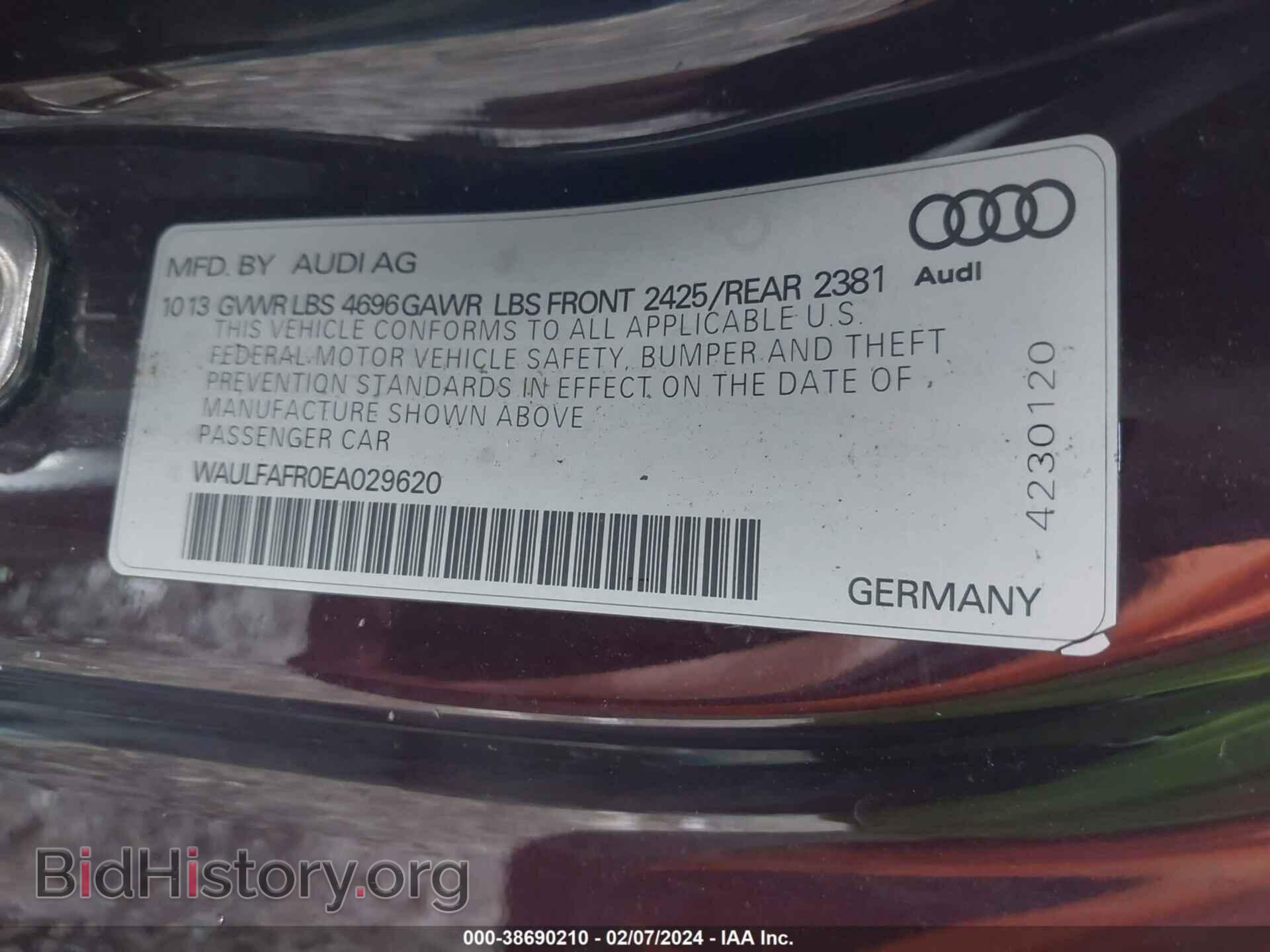 2014 AUDI A5 - VIN: WAULFAFR0EA029620 - Фото 9