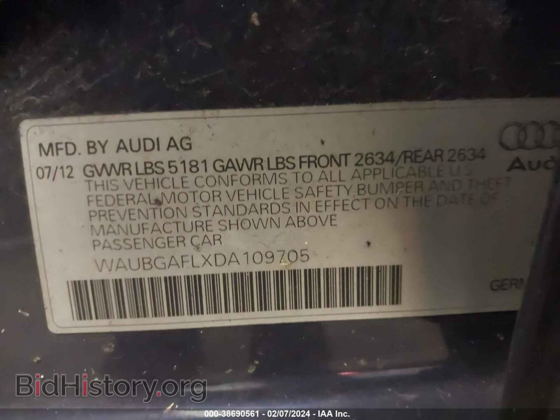 2013 AUDI S4 - VIN: WAUBGAFLXDA109705 - Фото 9