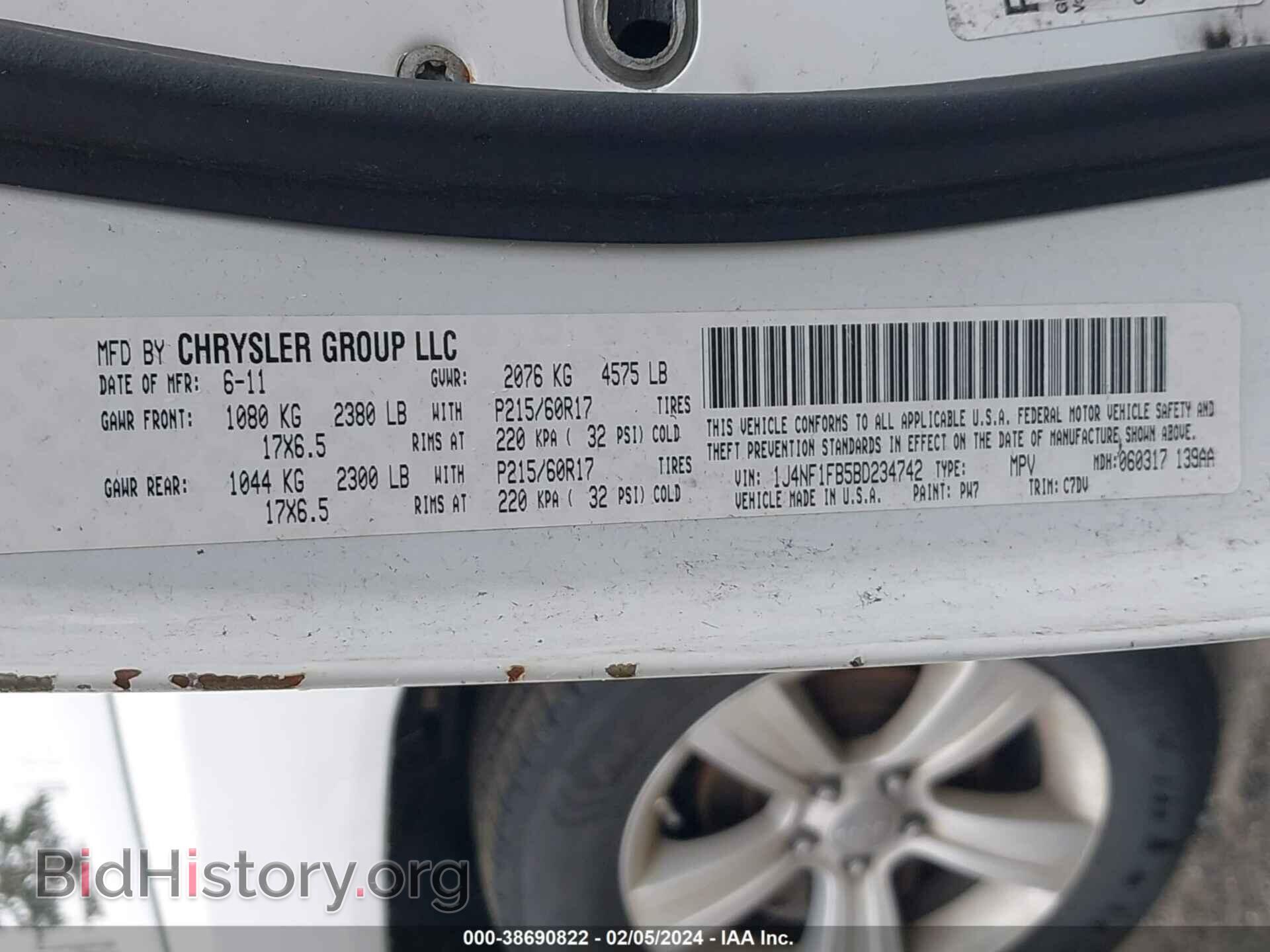 2011 JEEP COMPASS - VIN: 1J4NF1FB5BD234742 - Photo 9