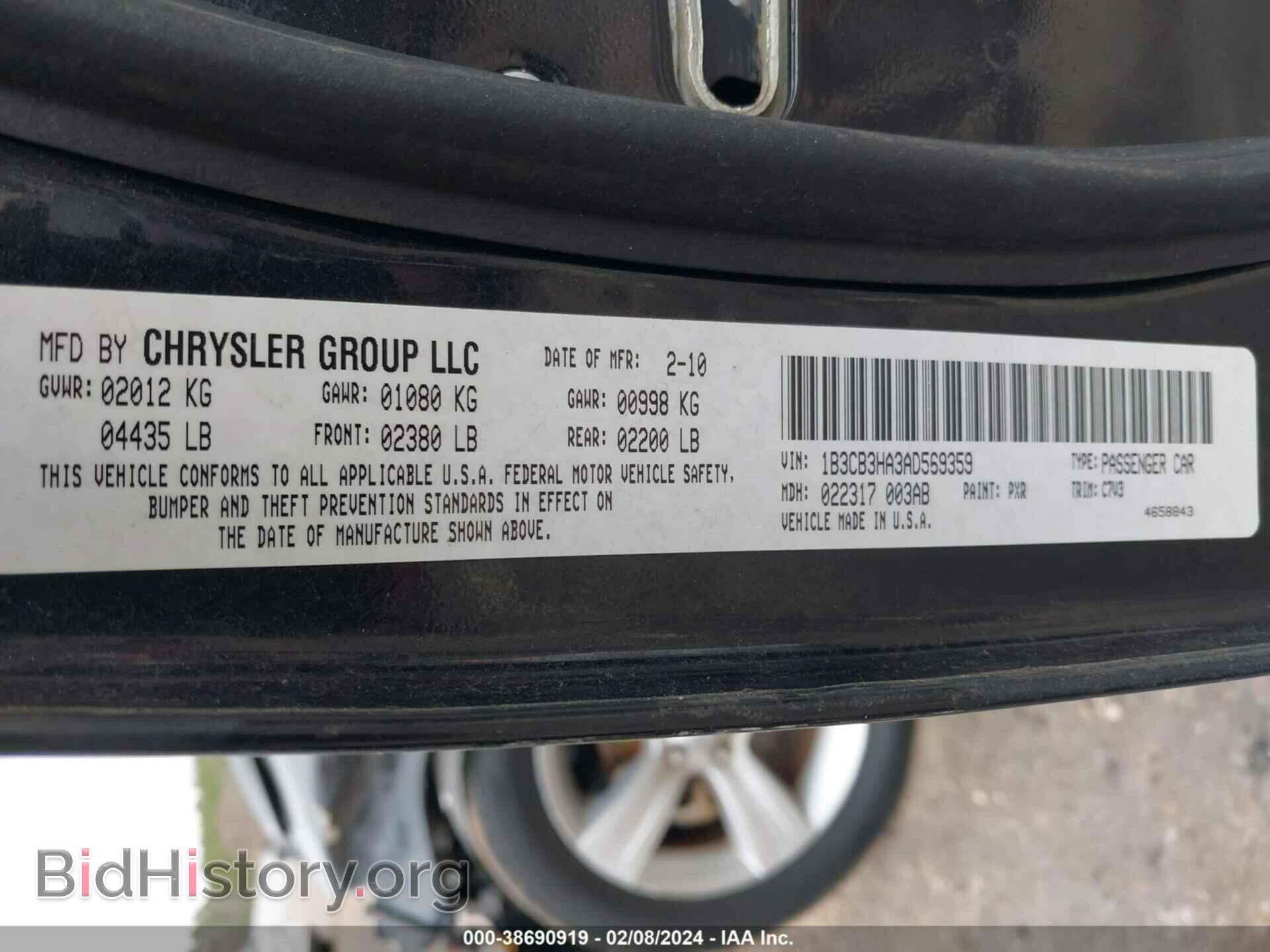 2010 DODGE CALIBER - VIN: 1B3CB3HA3AD569359 - Фото 9