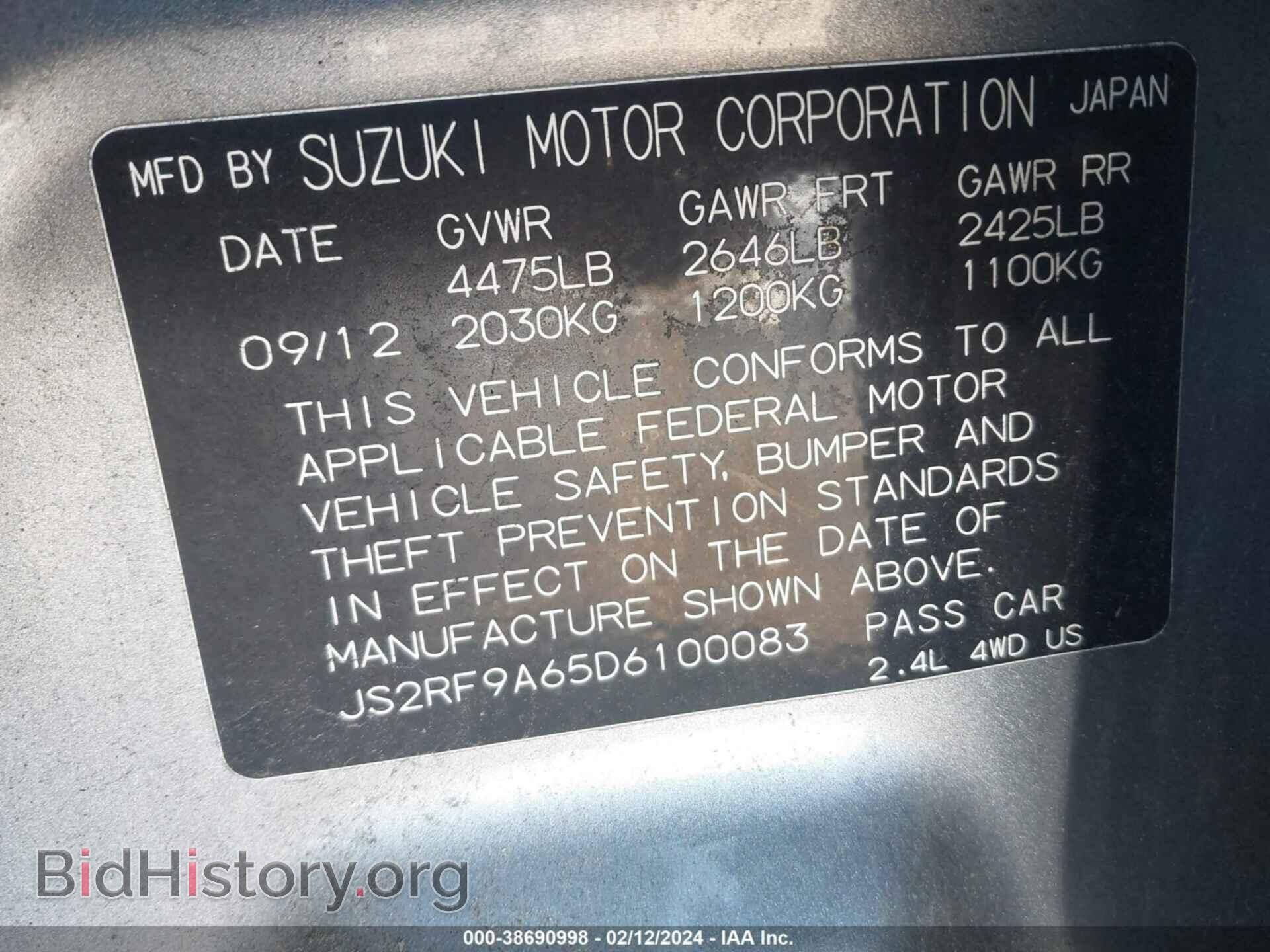 2013 SUZUKI KIZASHI - VIN: JS2RF9A65D6100083 - Фото 9