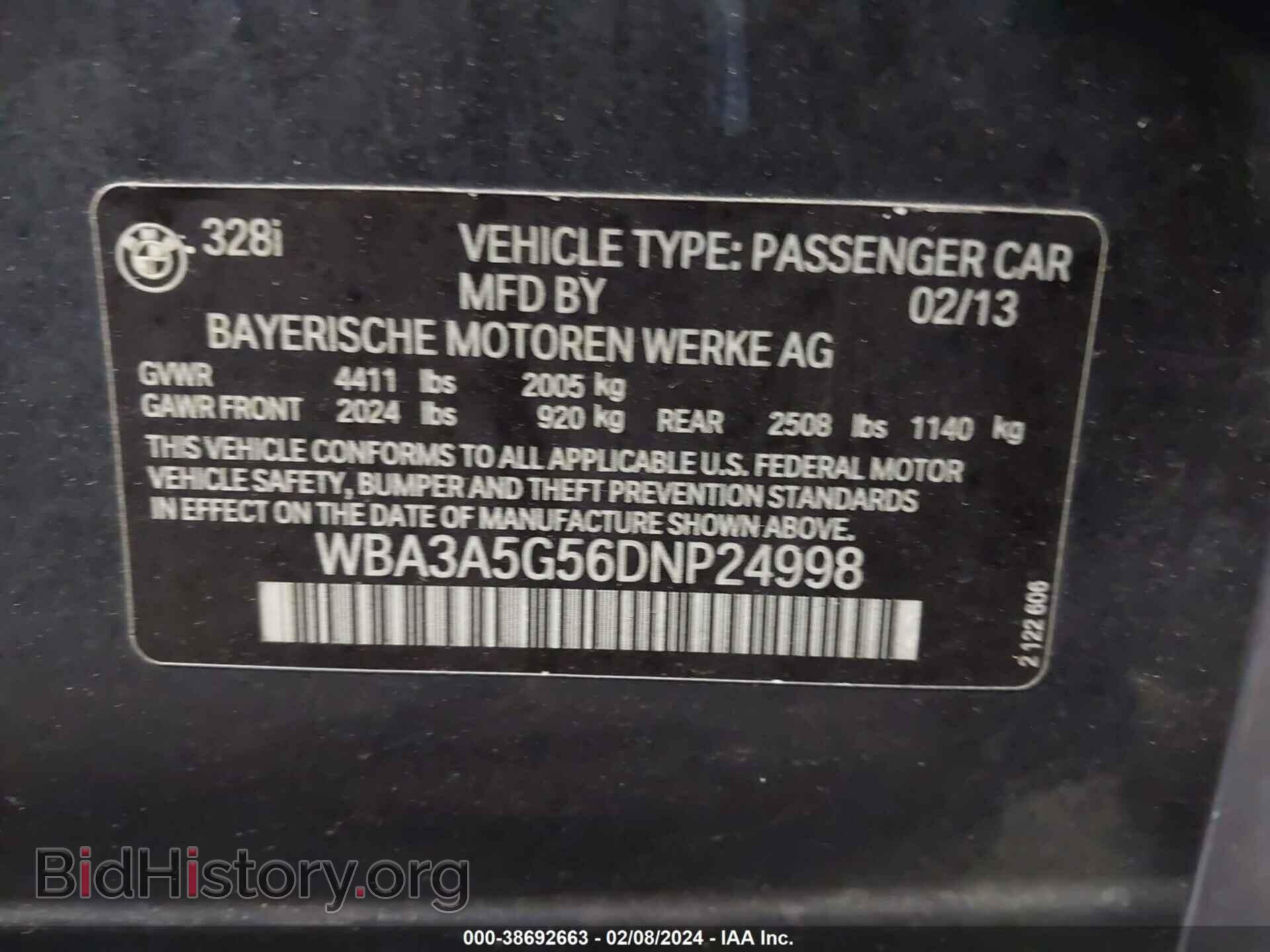 2013 BMW 328I - VIN: WBA3A5G56DNP24998 - Фото 9
