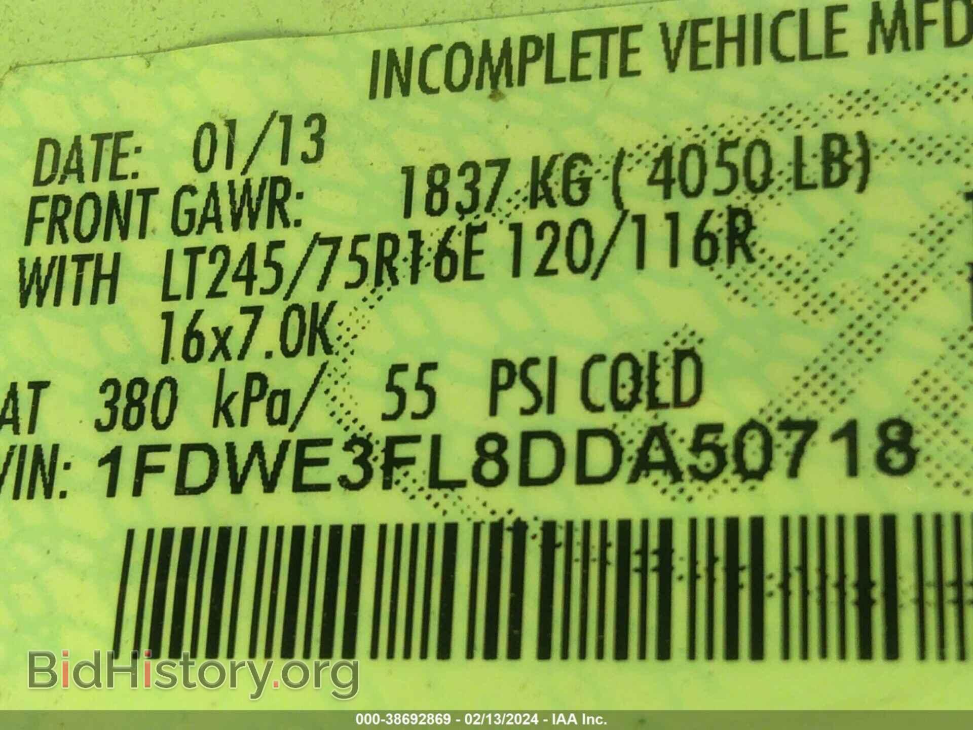 2013 FORD E-350 CUTAWAY - VIN: 1FDWE3FL8DDA50718 - Фото 8