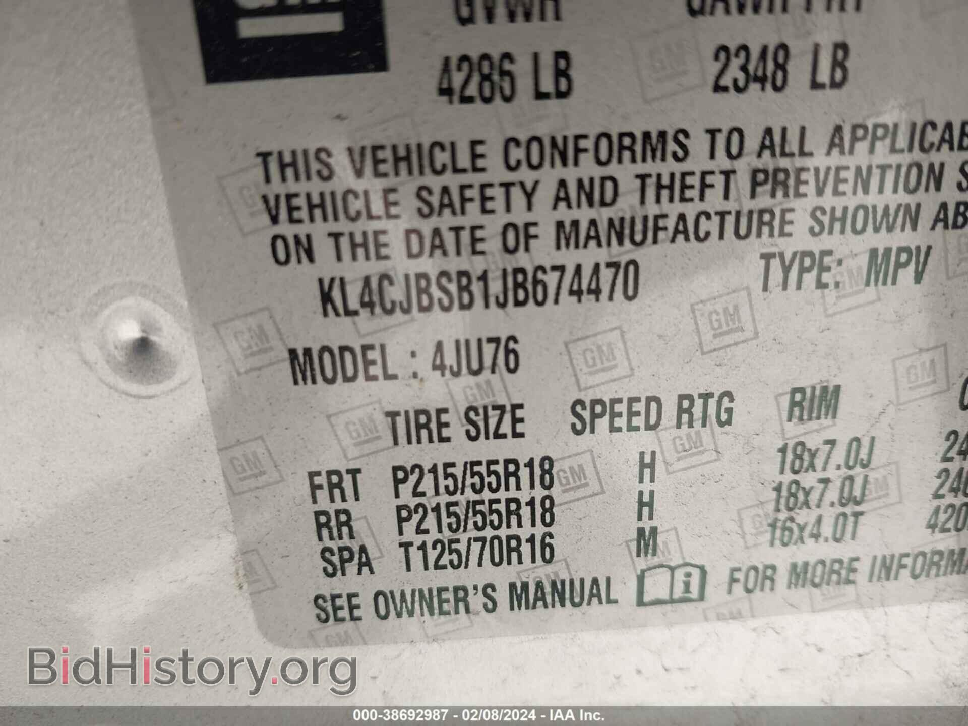 2018 BUICK ENCORE - VIN: KL4CJBSB1JB674470 - Фото 9