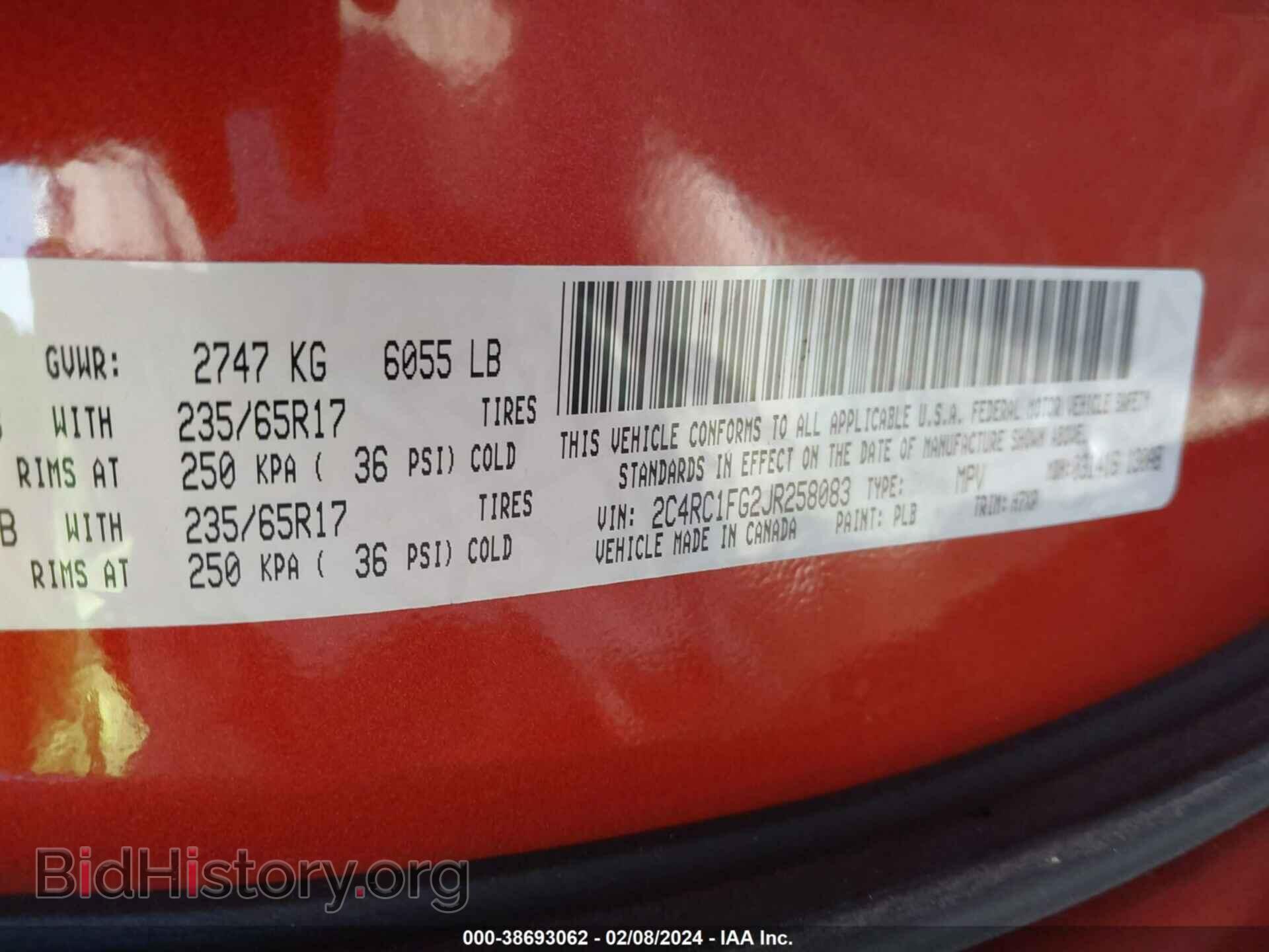 2018 CHRYSLER PACIFICA - VIN: 2C4RC1FG2JR258083 - Photo 9