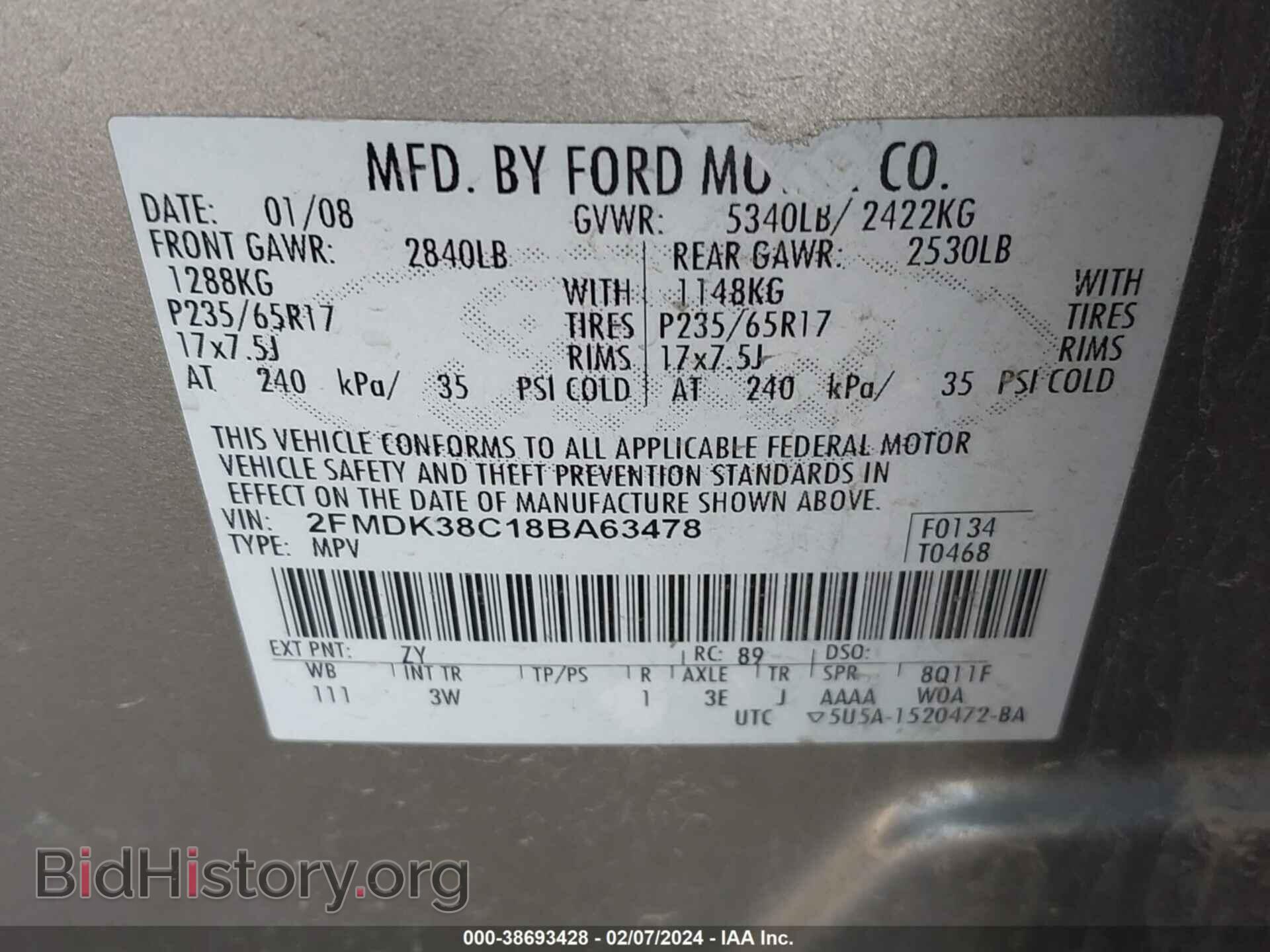 2008 FORD EDGE - VIN: 2FMDK38C18BA63478 - Photo 9