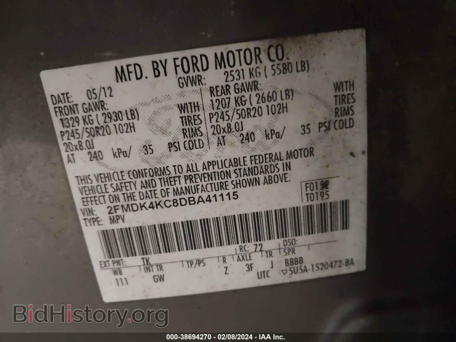 2013 FORD EDGE - VIN: 2FMDK4KC8DBA41115 - Фото 9