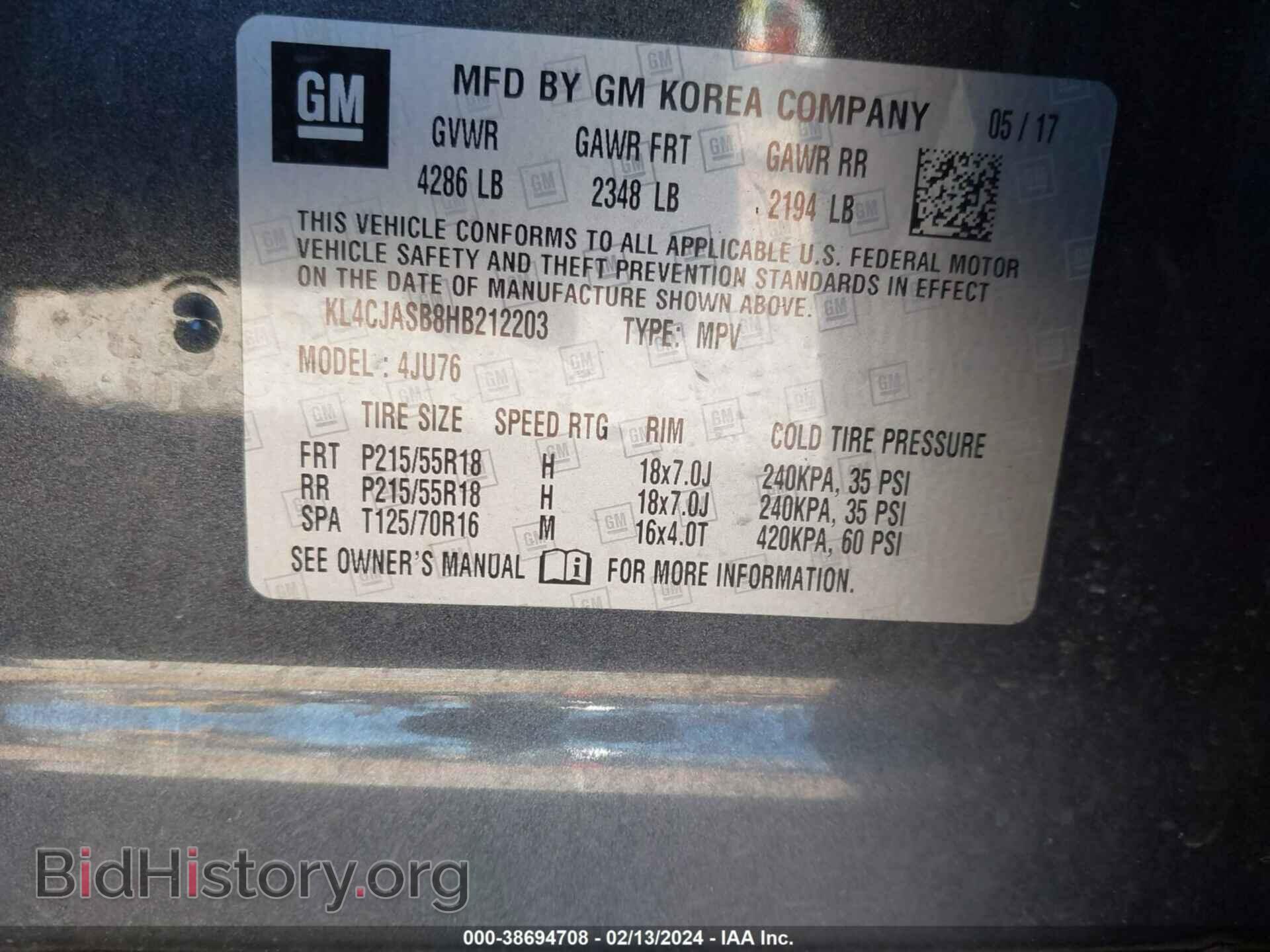 2017 BUICK ENCORE - VIN: KL4CJASB8HB212203 - Фото 9