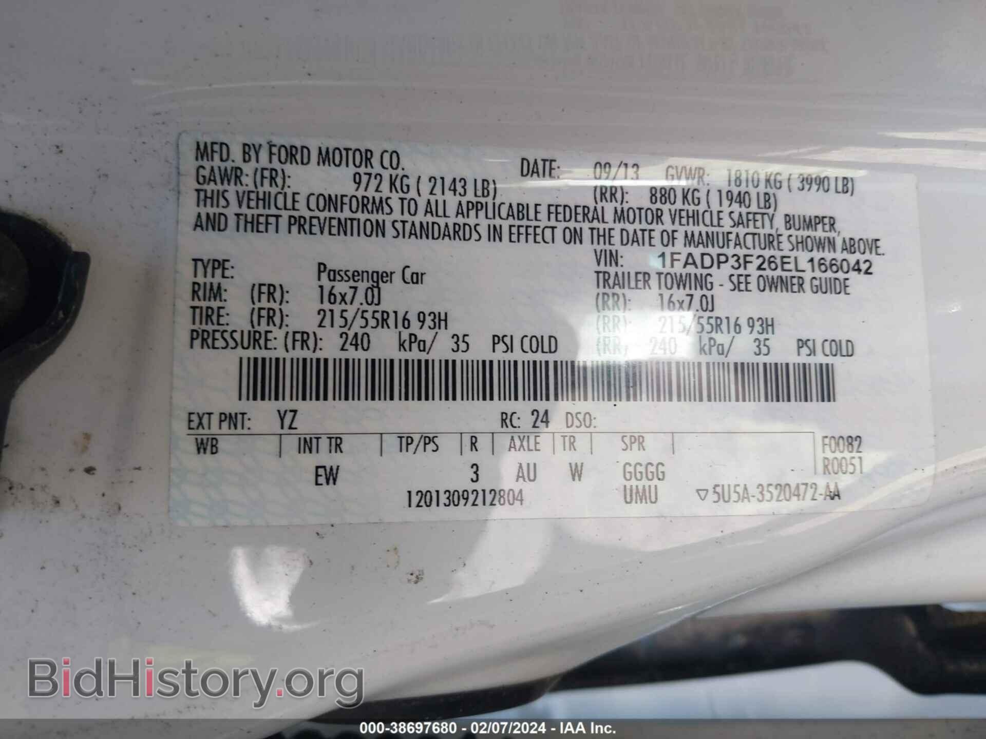 2014 FORD FOCUS - VIN: 1FADP3F26EL166042 - Фото 9