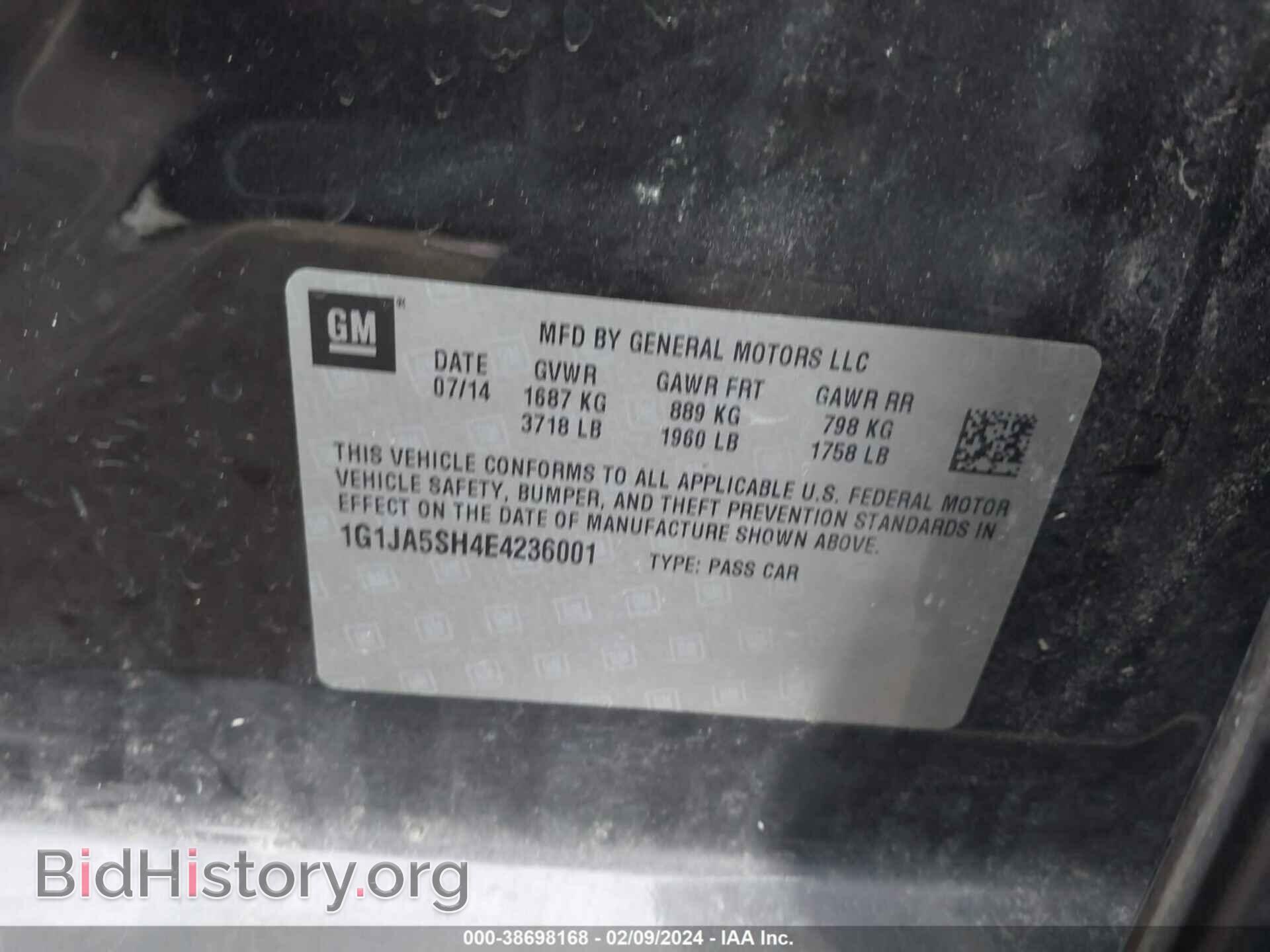 2014 CHEVROLET SONIC - VIN: 1G1JA5SH4E4236001 - Фото 9