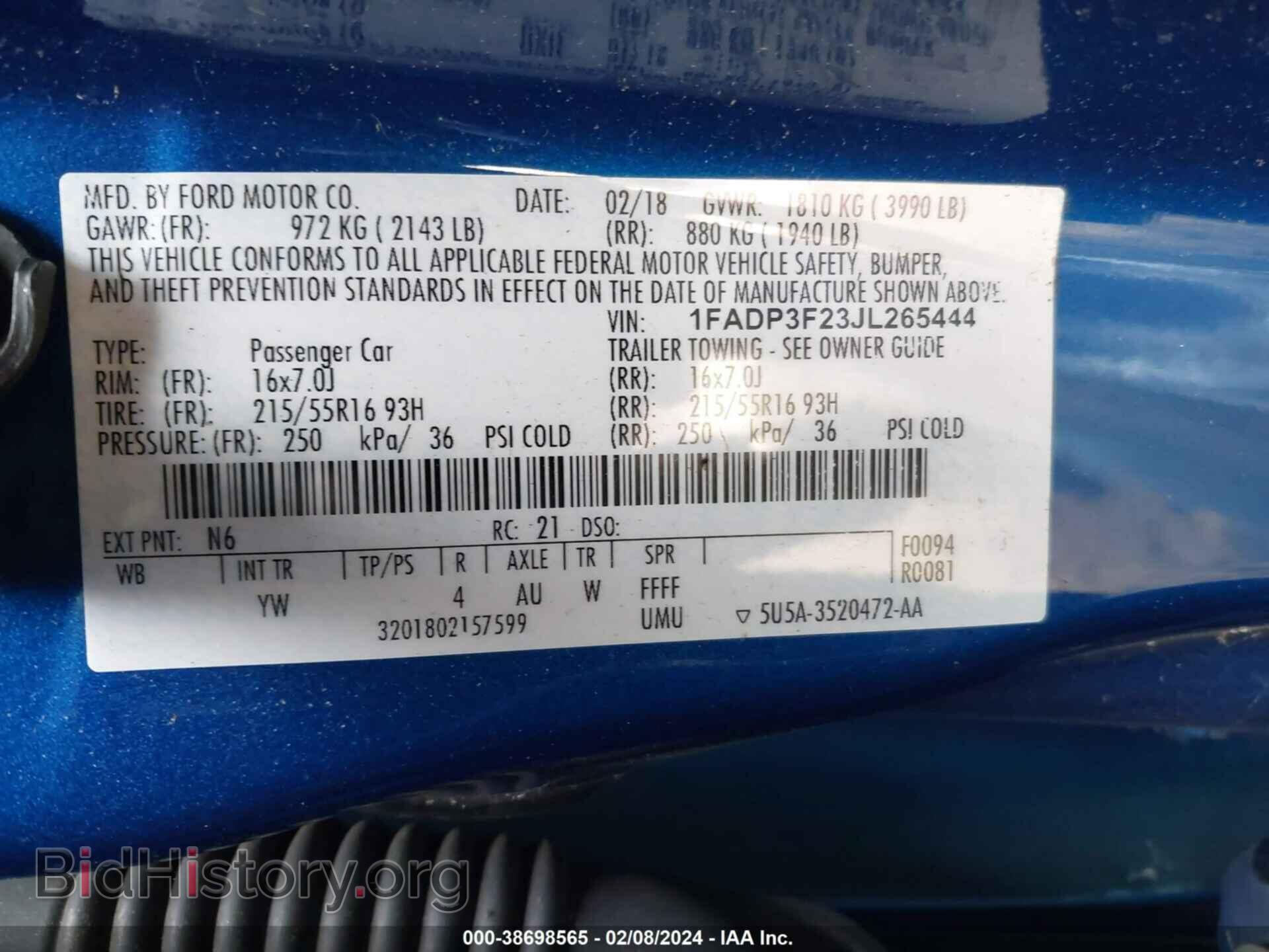 2018 FORD FOCUS - VIN: 1FADP3F23JL265444 - Фото 9
