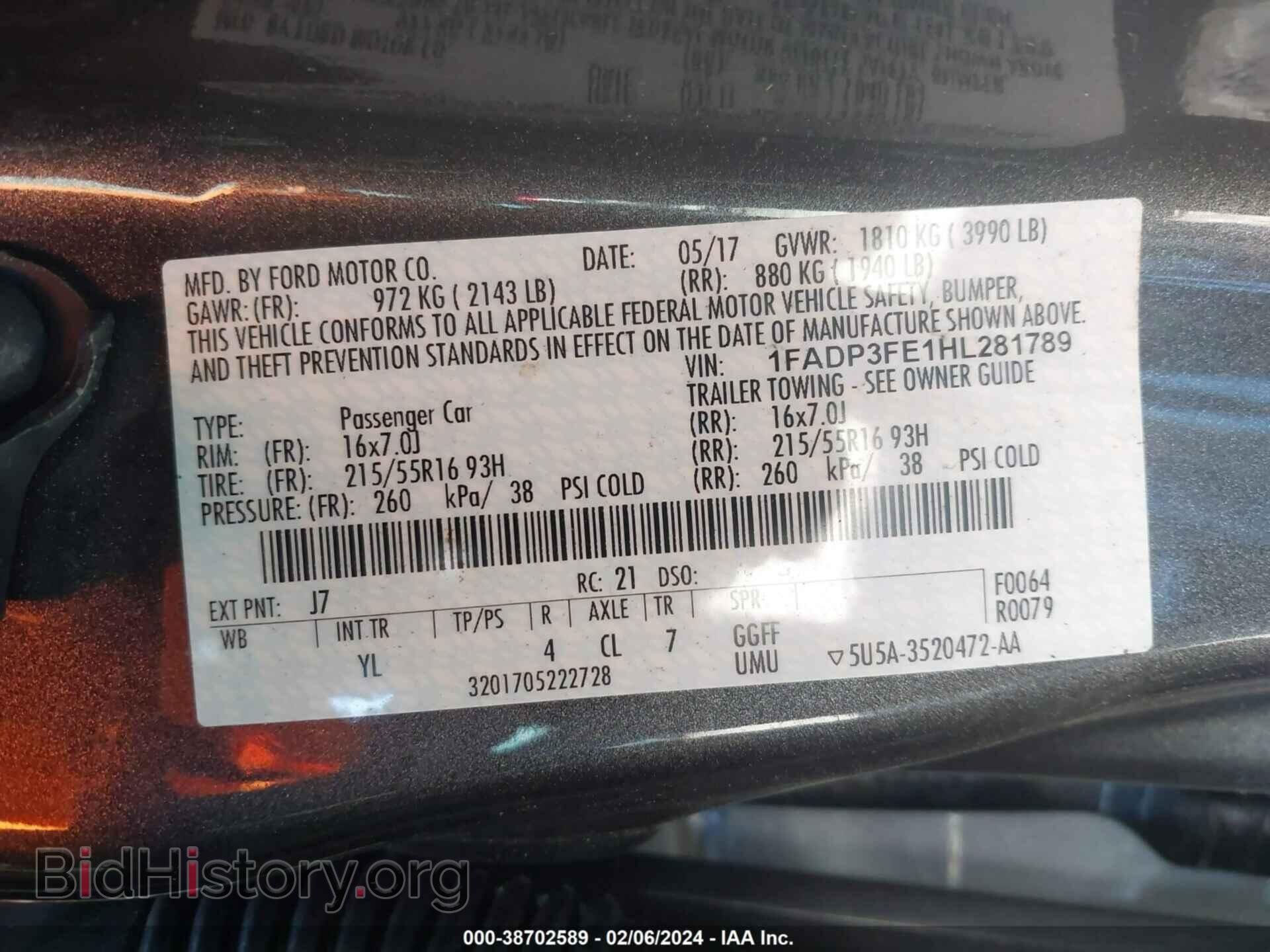 2017 FORD FOCUS - VIN: 1FADP3FE1HL281789 - Фото 9