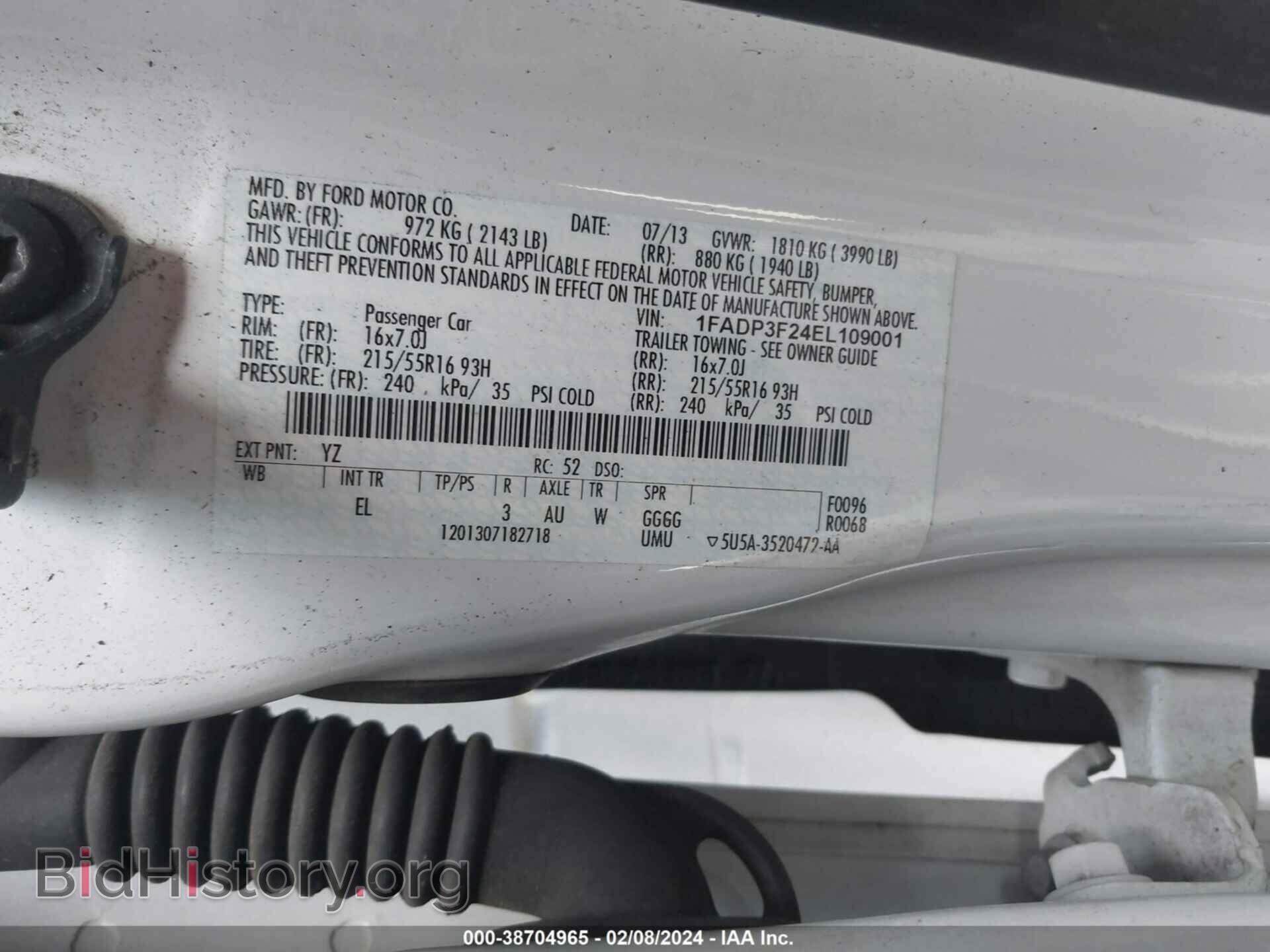 2014 FORD FOCUS - VIN: 1FADP3F24EL109001 - Фото 9