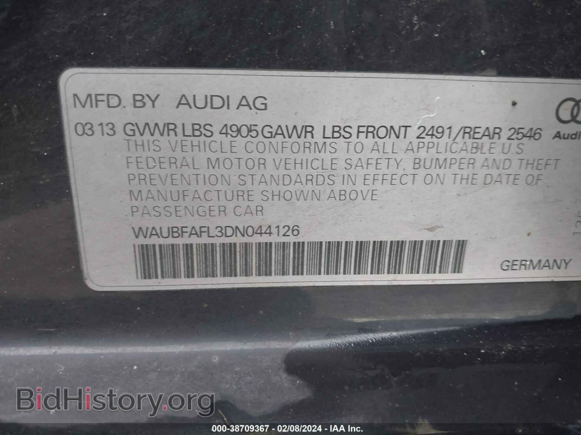 2013 AUDI A4 - VIN: WAUBFAFL3DN044126 - Фото 9