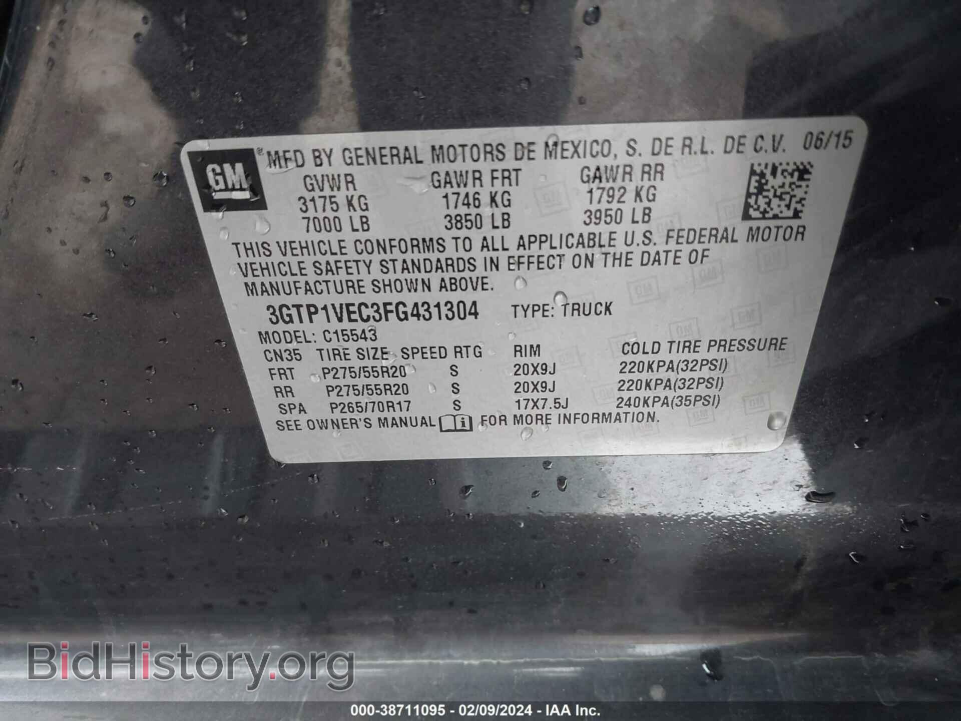 2015 GMC SIERRA 1500 - VIN: 3GTP1VEC3FG431304 - Photo 9