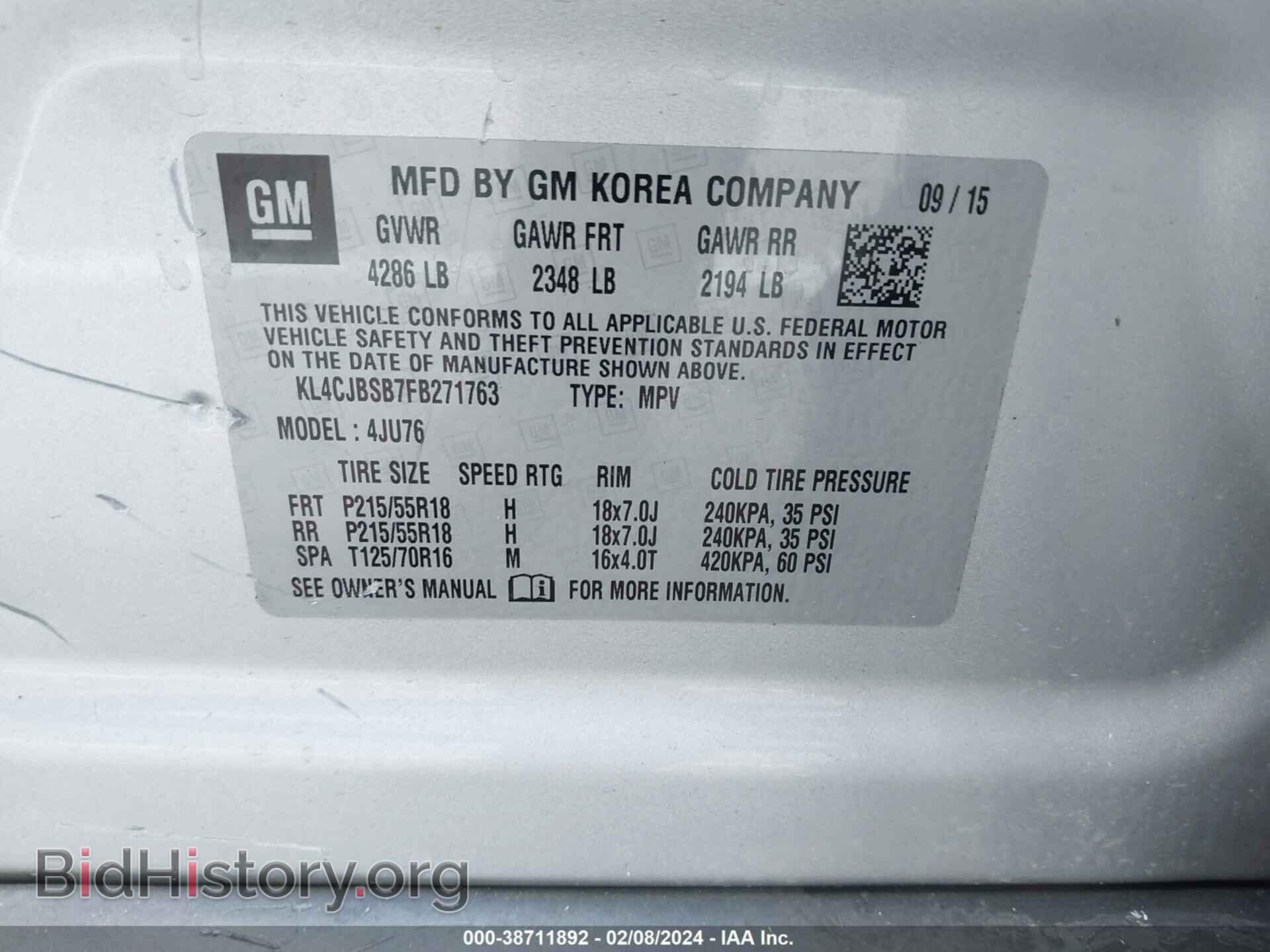2015 BUICK ENCORE - VIN: KL4CJBSB7FB271763 - Photo 9