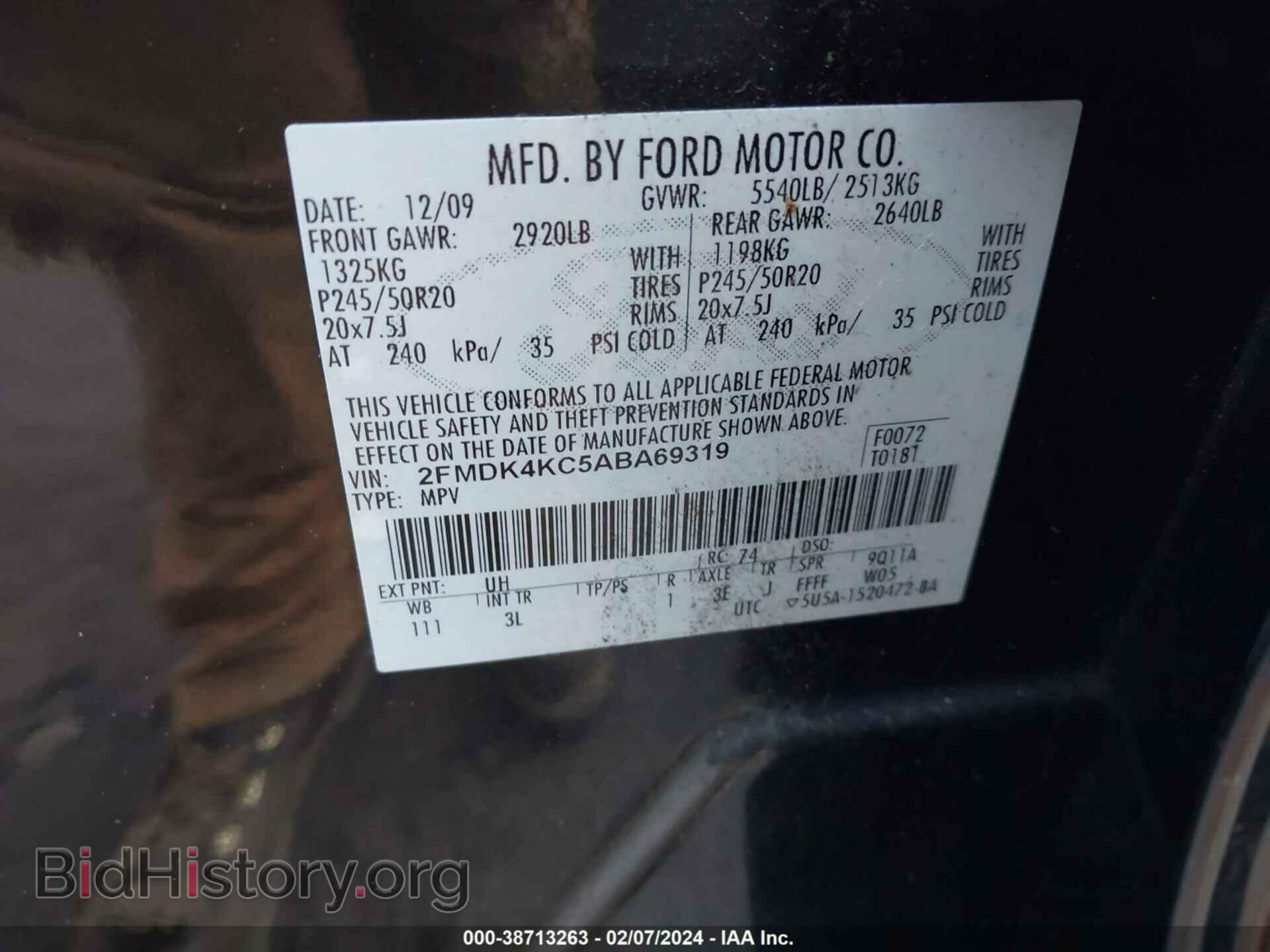 2010 FORD EDGE - VIN: 2FMDK4KC5ABA69319 - Фото 9