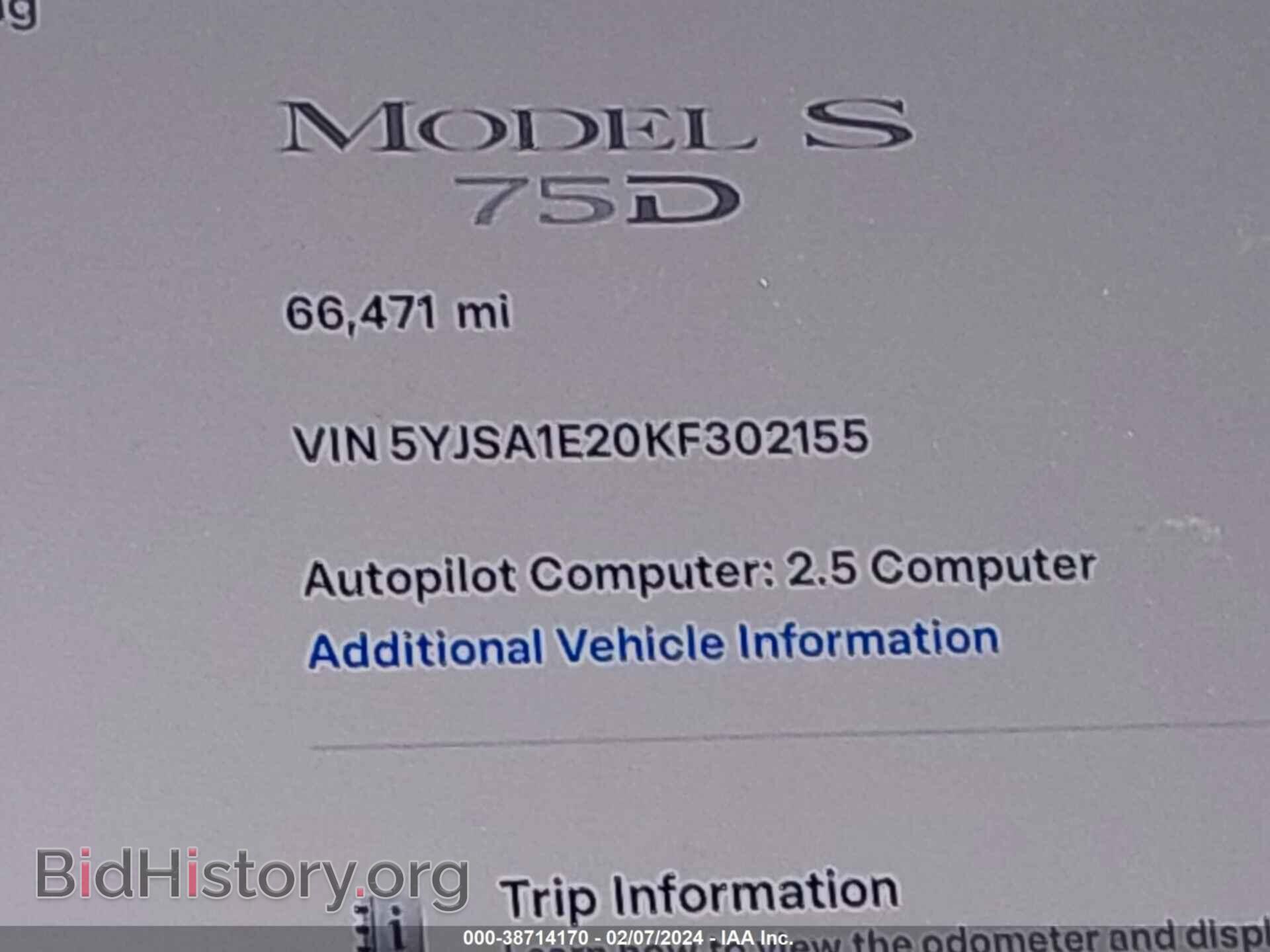 2019 TESLA MODEL S - VIN: 5YJSA1E20KF302155 - Фото 7