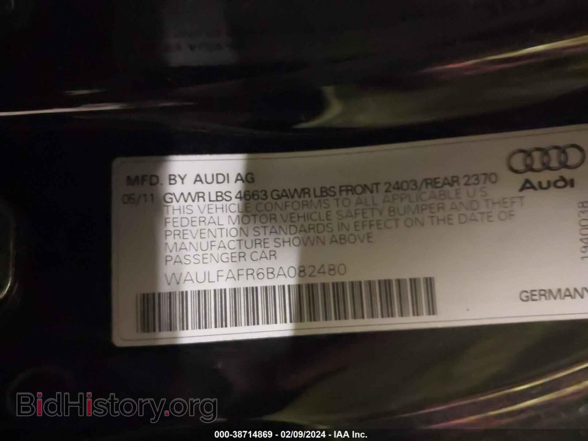 2011 AUDI A5 - VIN: WAULFAFR6BA082480 - Фото 9
