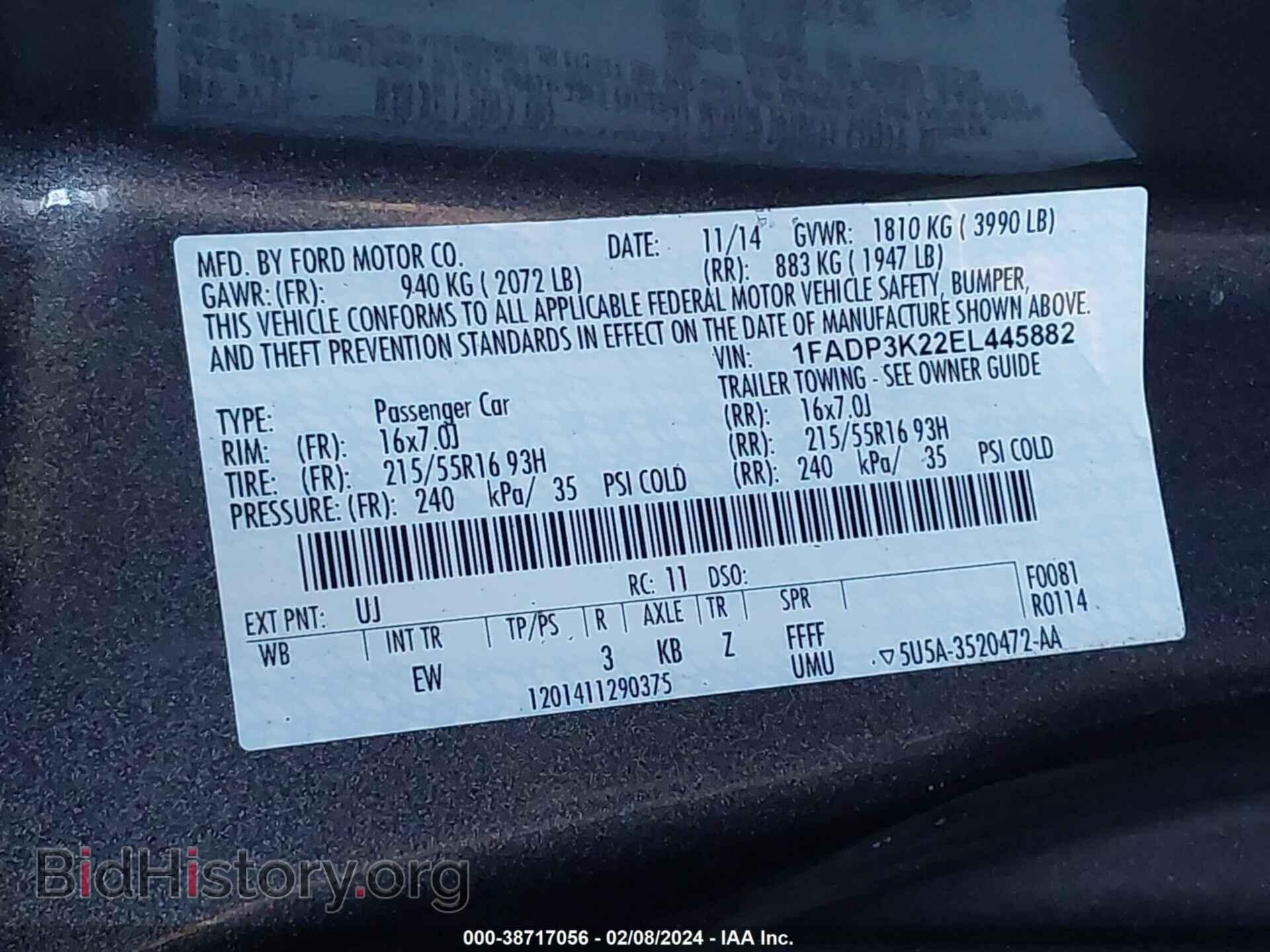 2014 FORD FOCUS - VIN: 1FADP3K22EL445882 - Photo 9