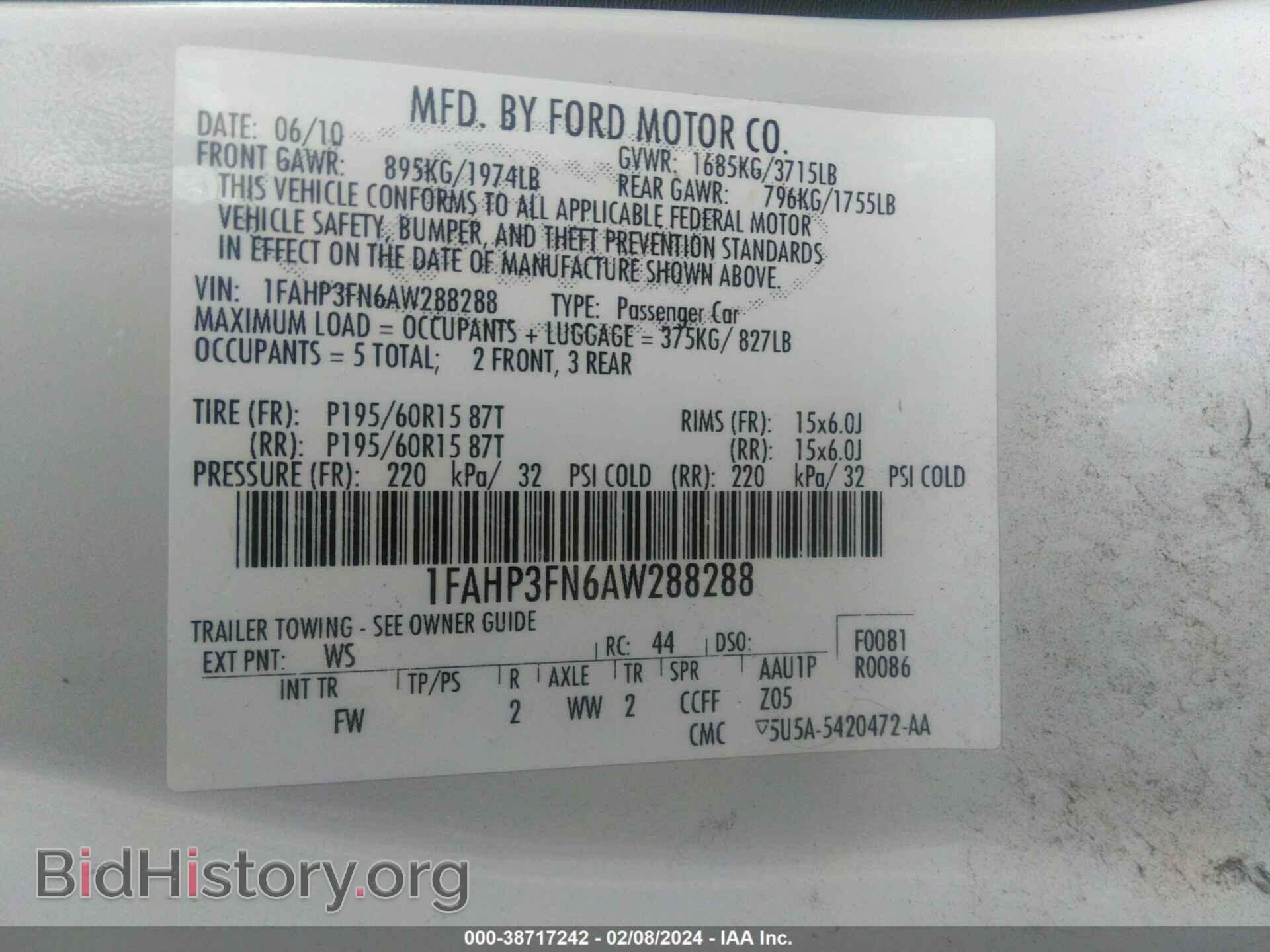 2010 FORD FOCUS - VIN: 1FAHP3FN6AW288288 - Фото 9