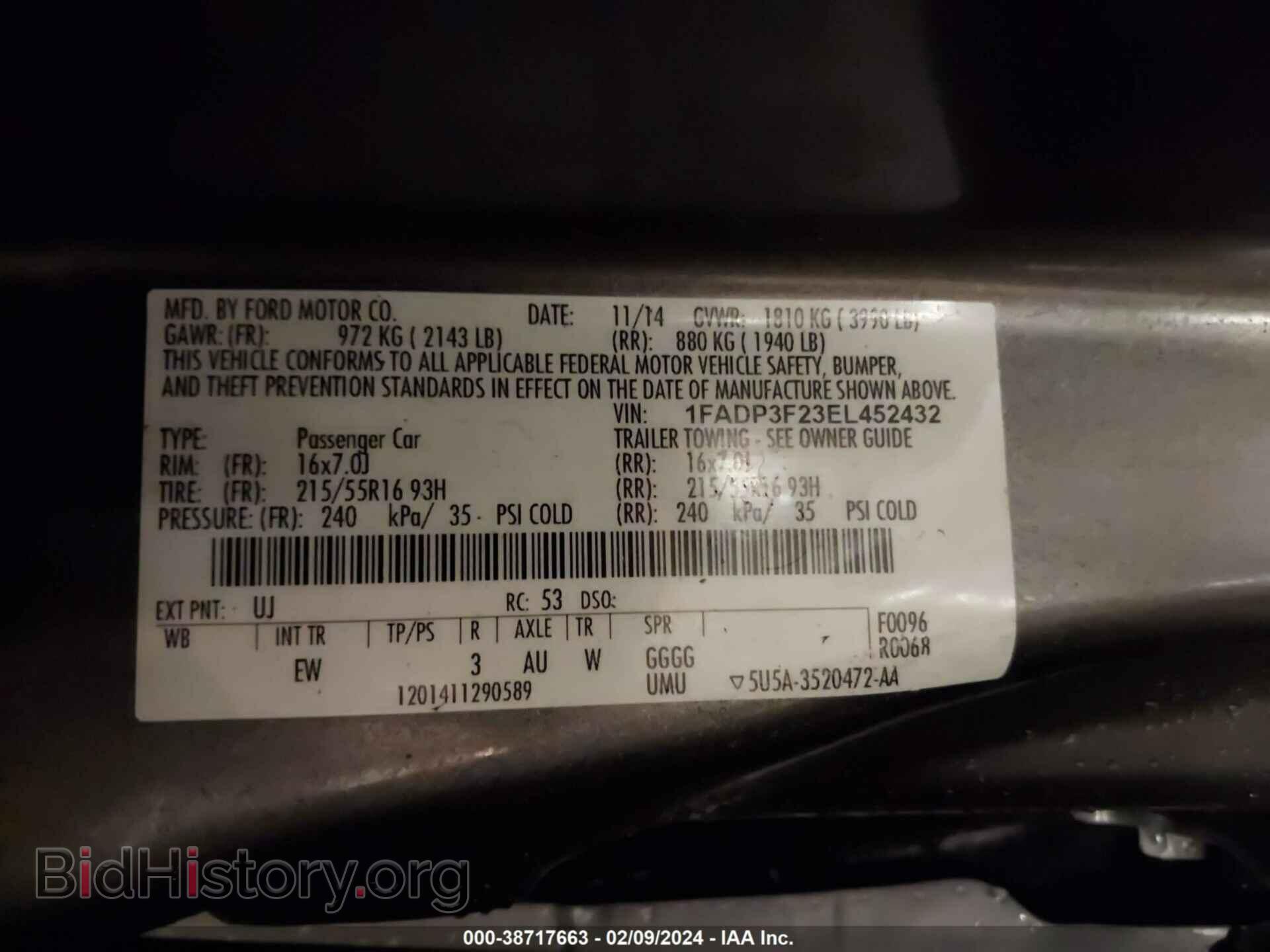 2014 FORD FOCUS - VIN: 1FADP3F23EL452432 - Photo 9
