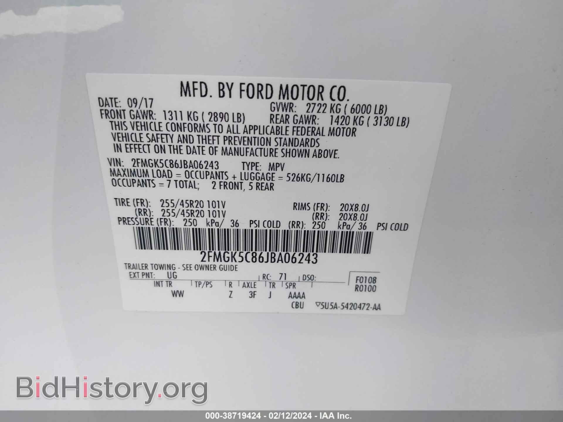 2018 FORD FLEX - VIN: 2FMGK5C86JBA06243 - Photo 9
