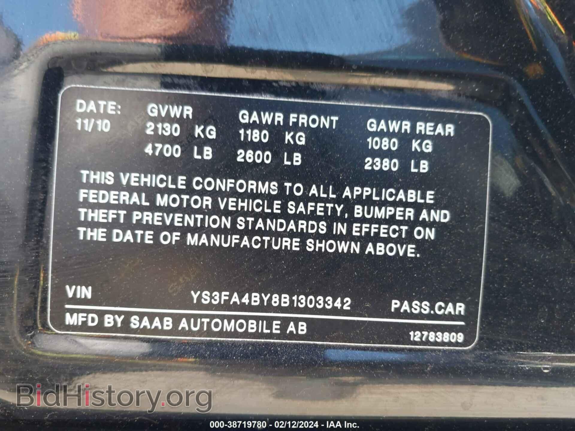 2011 SAAB 9-3 - VIN: YS3FA4BY8B1303342 - Photo 9
