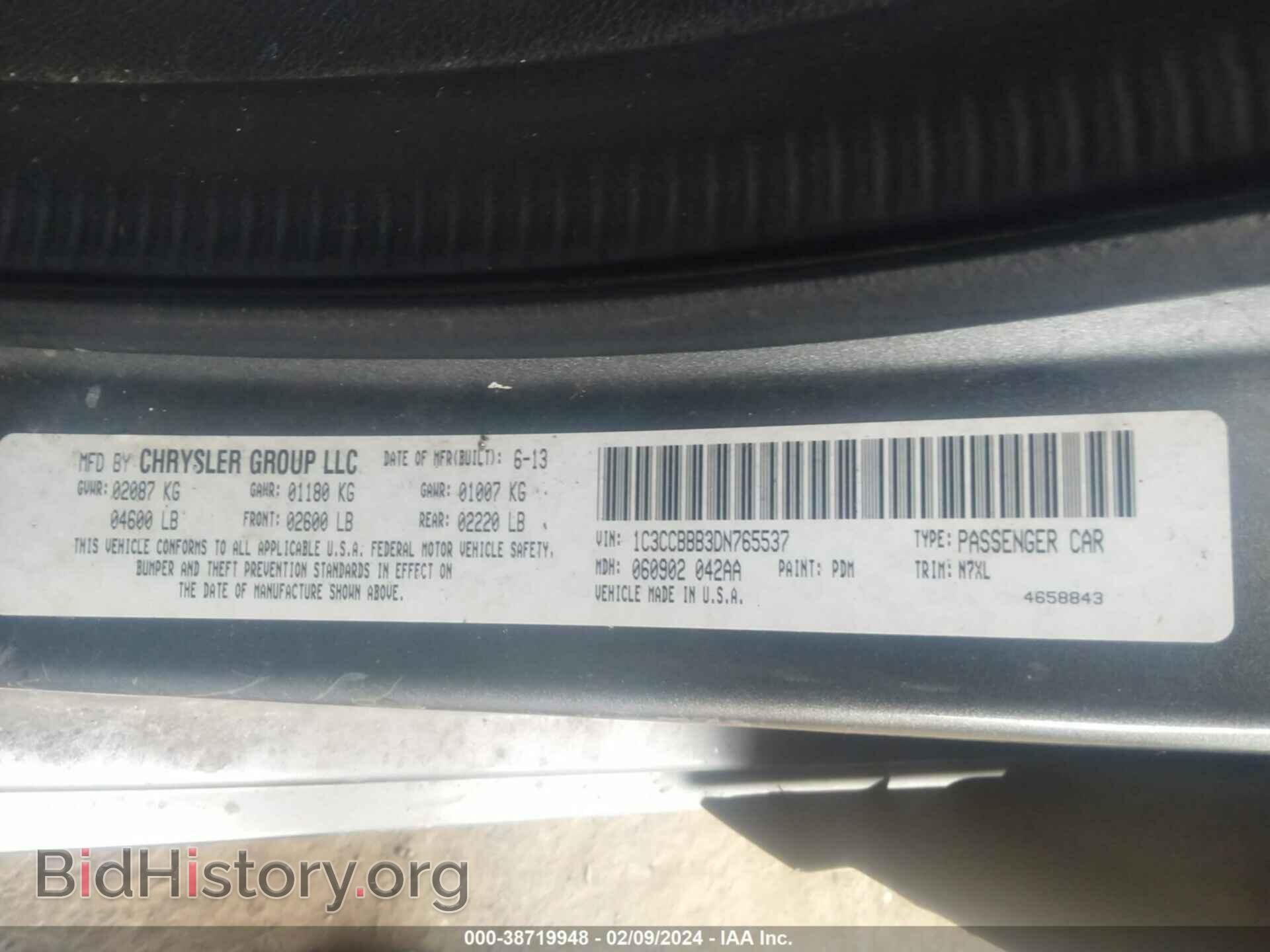 2013 CHRYSLER 200 - VIN: 1C3CCBBB3DN765537 - Фото 9