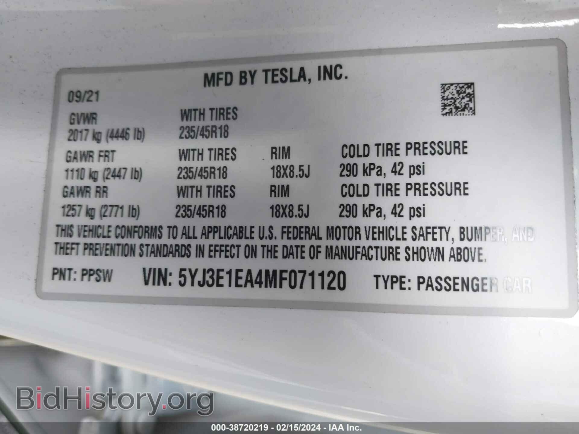 2021 TESLA MODEL 3 - VIN: 5YJ3E1EA4MF071120 - Photo 8